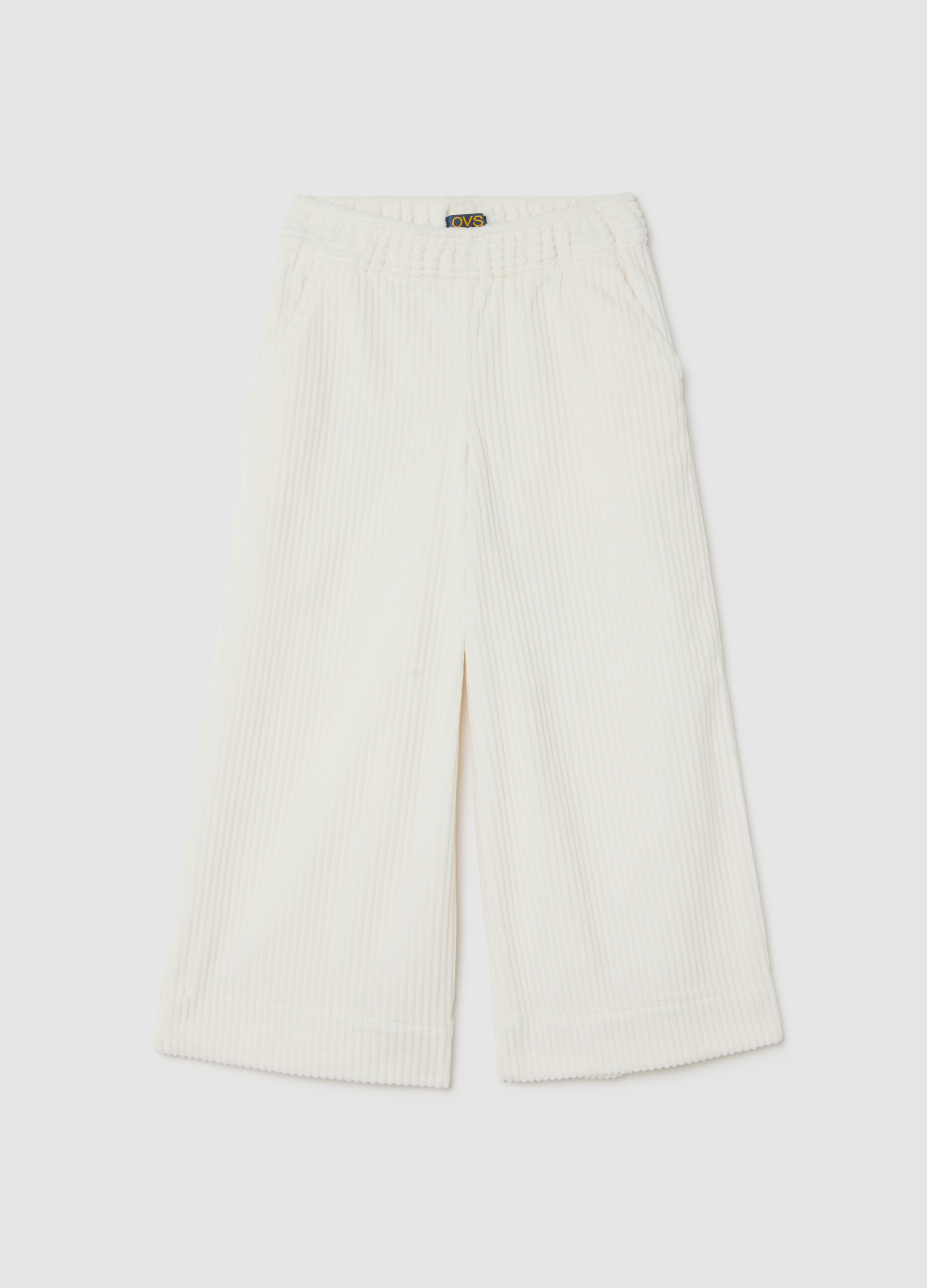 OVS KIDS, Pantalones Blancos De Cintura Regular En Mezcla De Tejidos, Niña, Blanco, Talla: 6-7