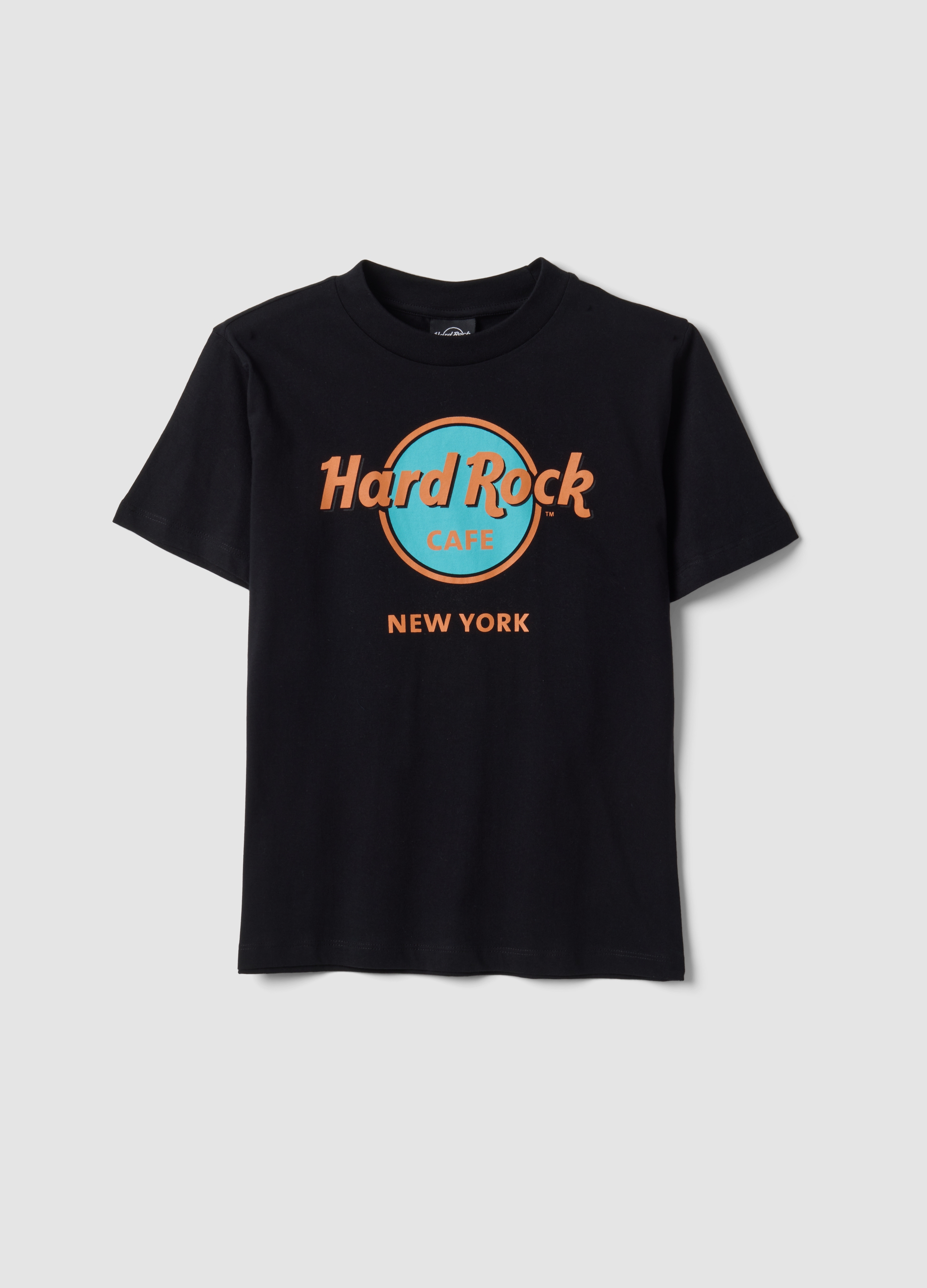 HARD ROCK CAFE, T-shirt Nera In Puro Cotone Con Stampa Hard Rock Cafe Regular Fit, Unisex, Nero, Taglia: XS