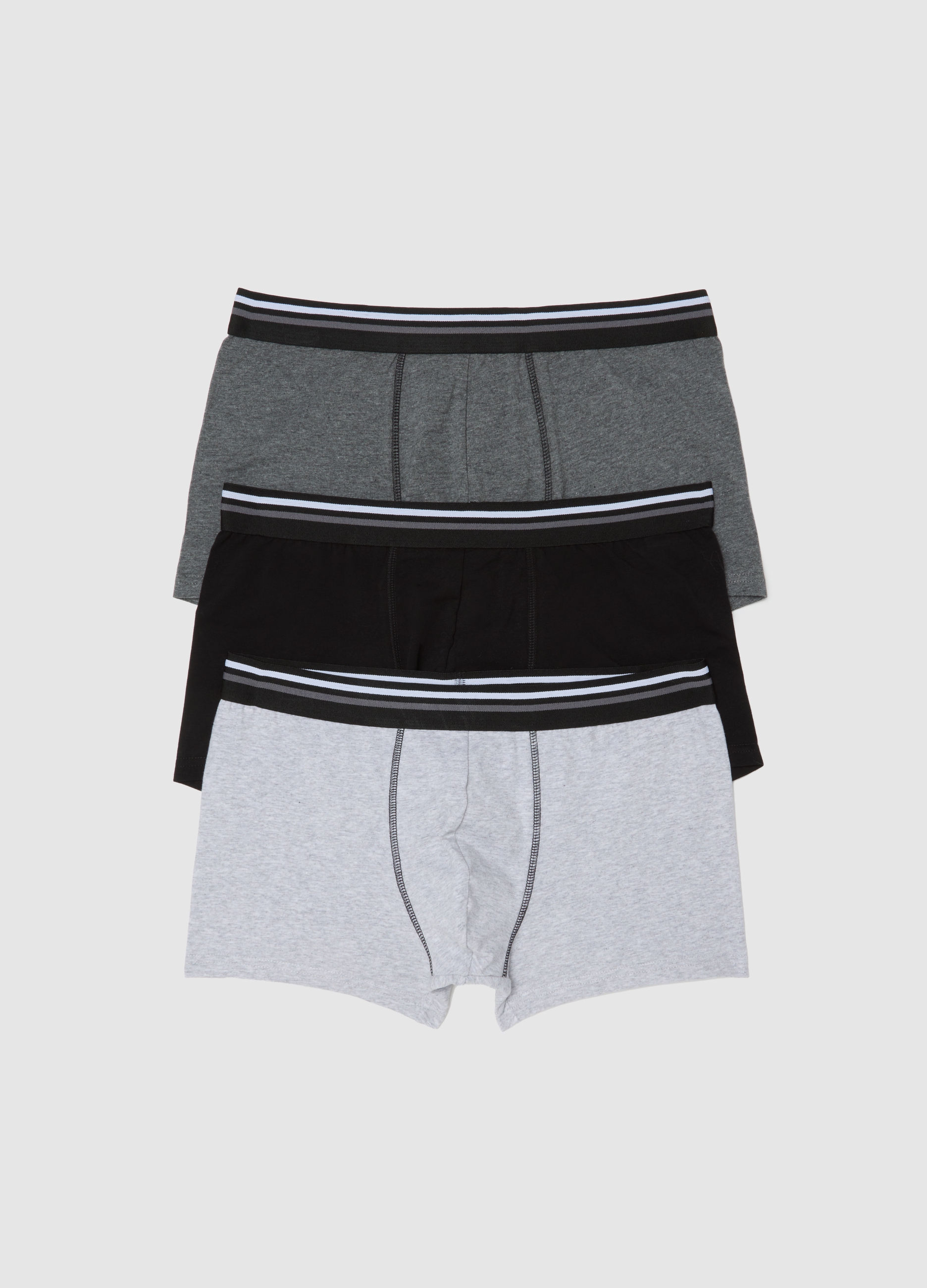 Tripack De Boxers Regular Fit De Algodón Elástico Multicolor, Hombre, Negro/Blanco/Gris, Talla: L