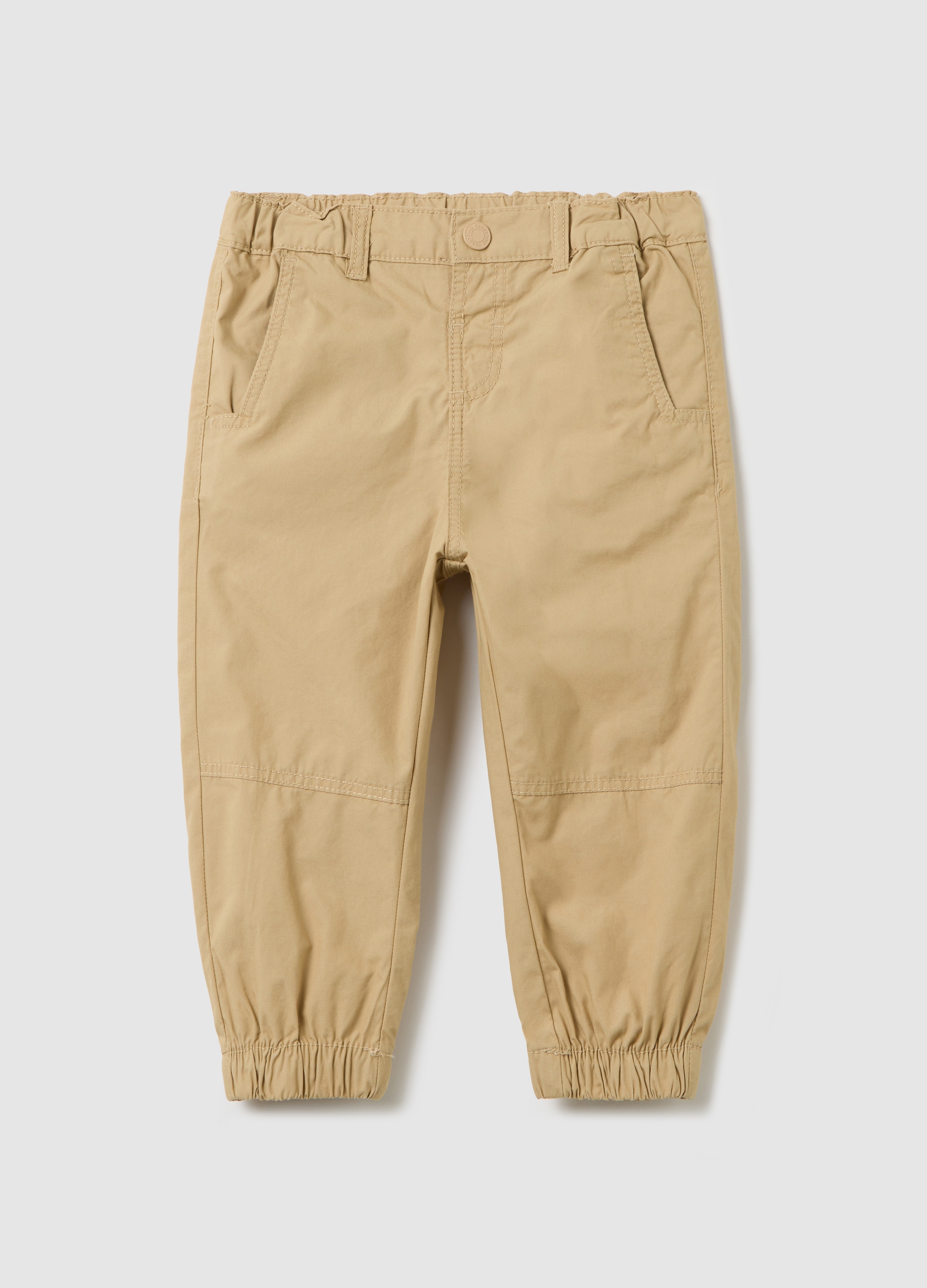 FAGOTTINO, Pantaloni In Popeline Con Profili Elasticati, Bambino, Beige, Taglia: 9-12