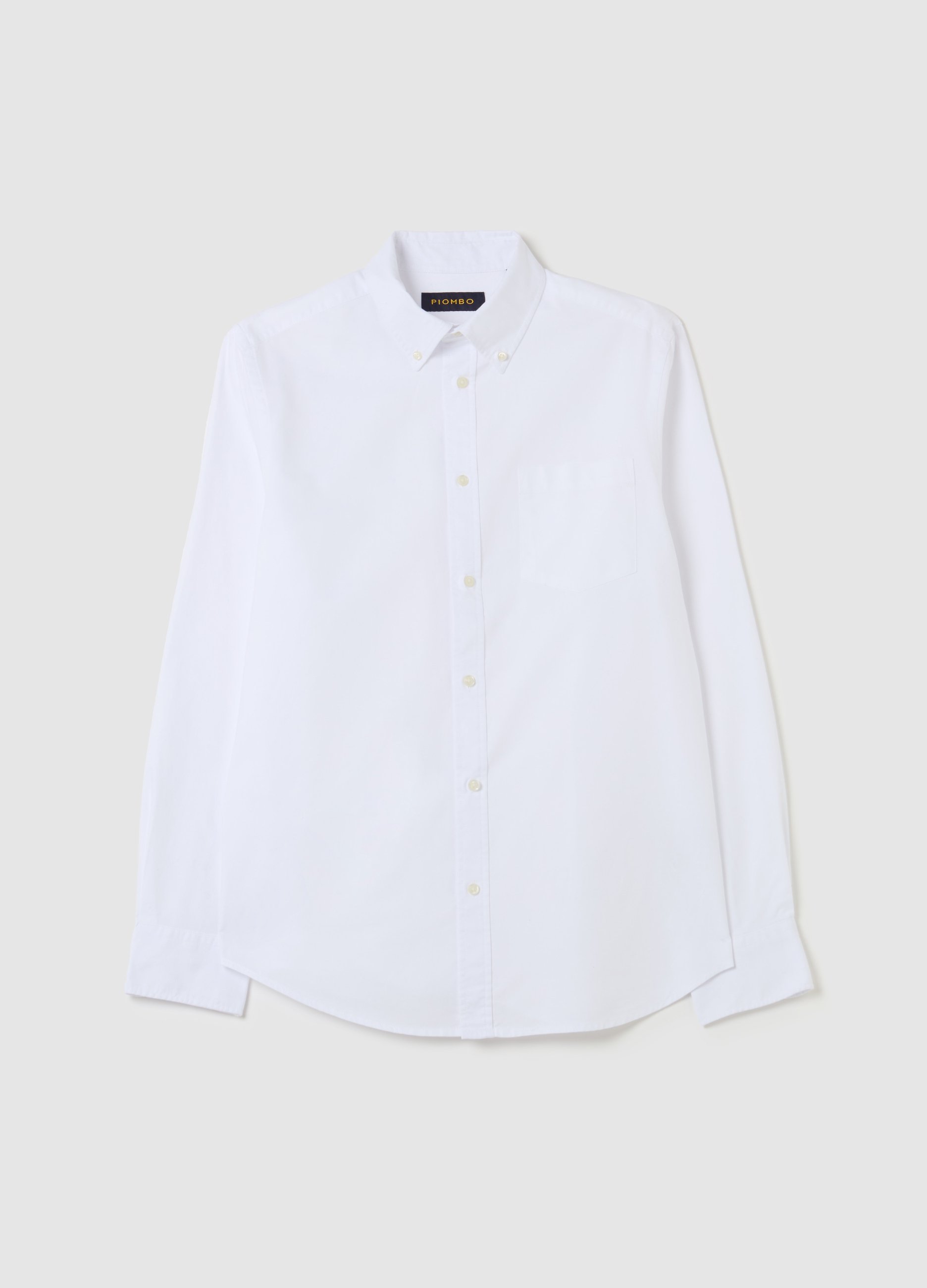 Camisa De Algodón Oxford Cuello Abotonado, Hombre, Blanco óptico, Talla: S
