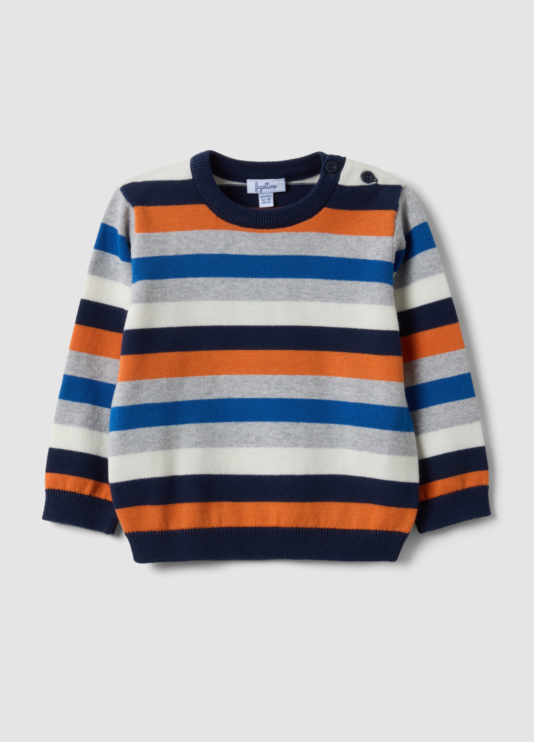 FAGOTTINO, Maglione Multicolor A Righe In Puro Cotone Per Bimbo, Bambino, Multicolor, Taglia: 30-36