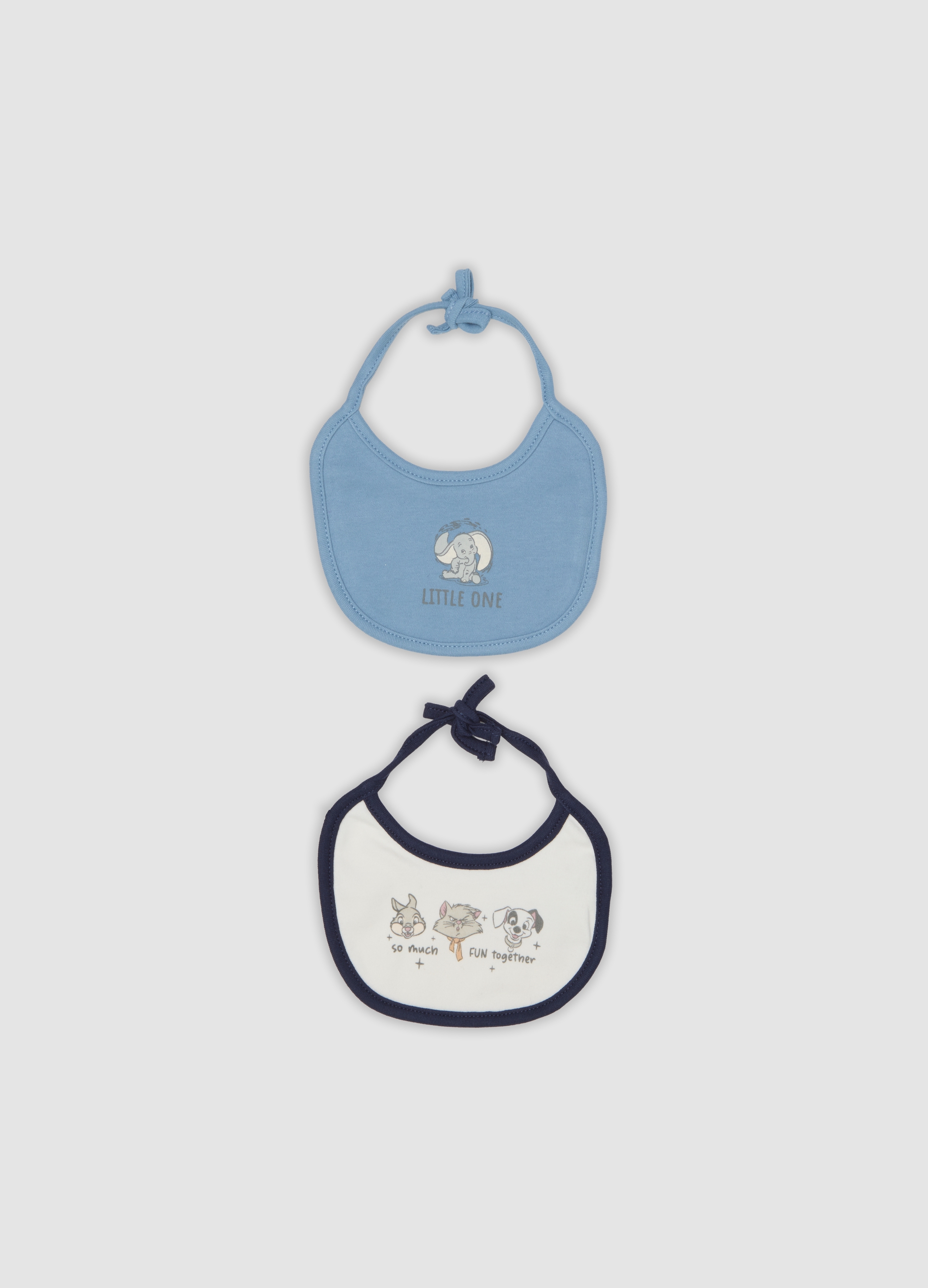 FAGOTTINO, Bipack Di Bavaglini Azzurri E Bianchi In Puro Cotone Organico Con Stampa Disney, Neonato, Bianco, Taglia: T.U.