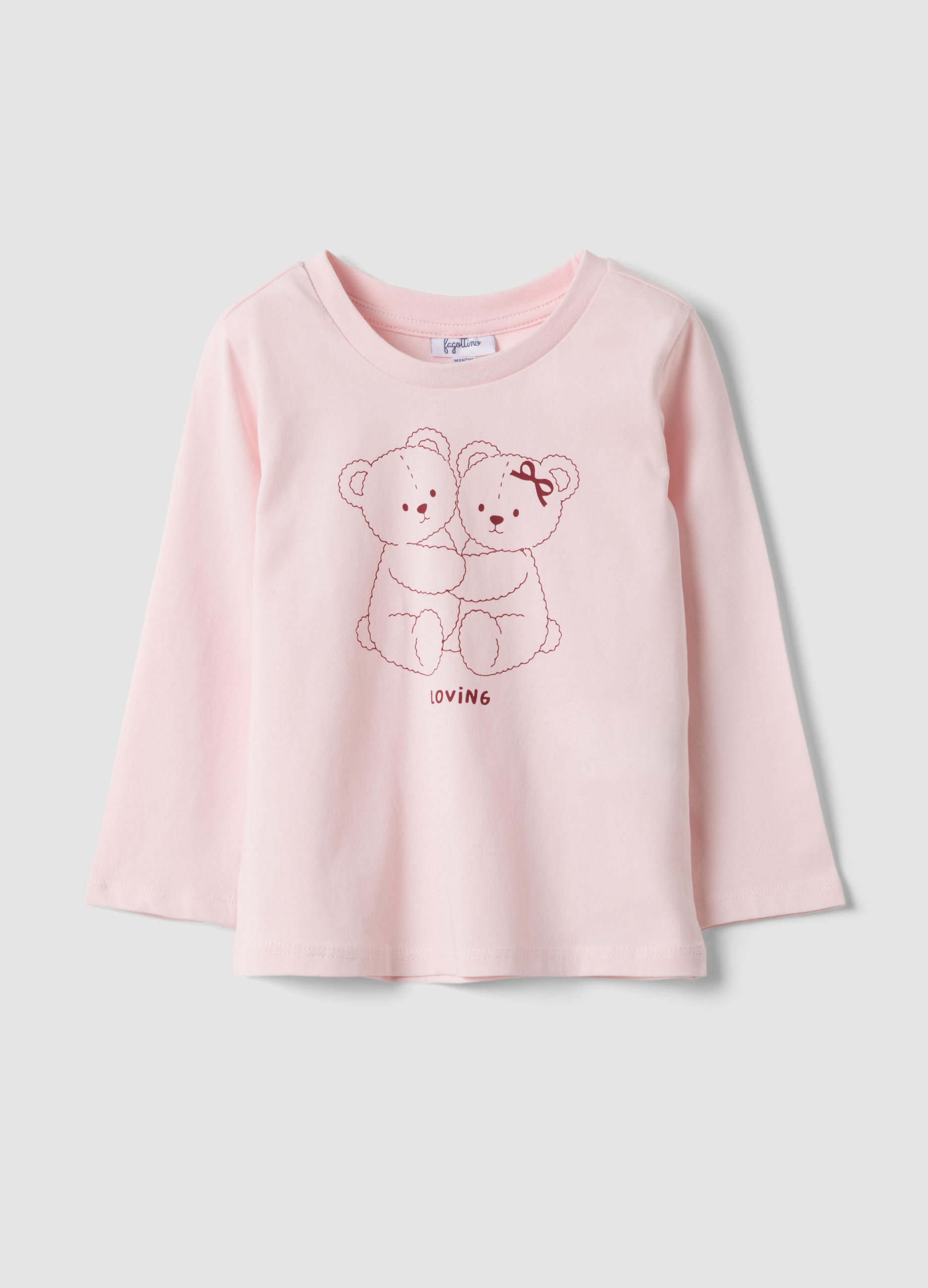 FAGOTTINO, Maglietta Rosa In Puro Cotone Organico Con Stampa Orsetti Per Bimba, Bambina, Rosa, Taglia: 12-18