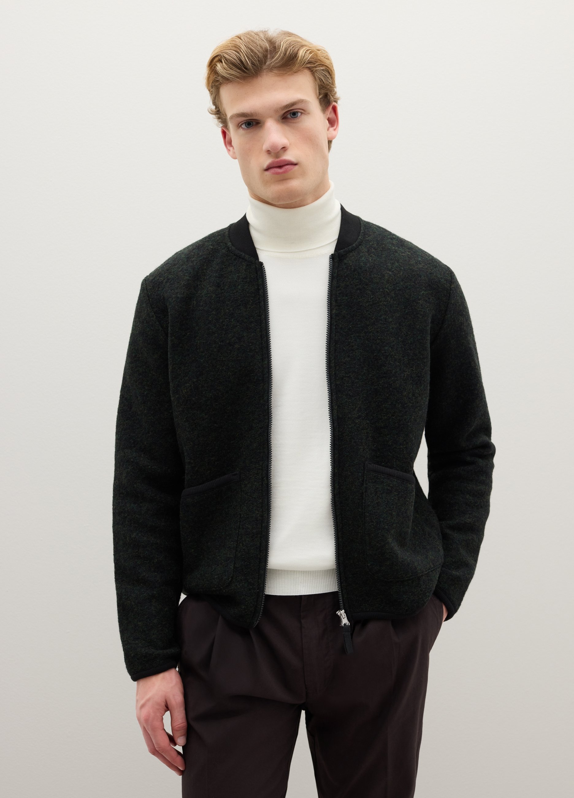 PIOMBO, Bomber In Misto Lana Nero, Uomo, Nero, Taglia: S