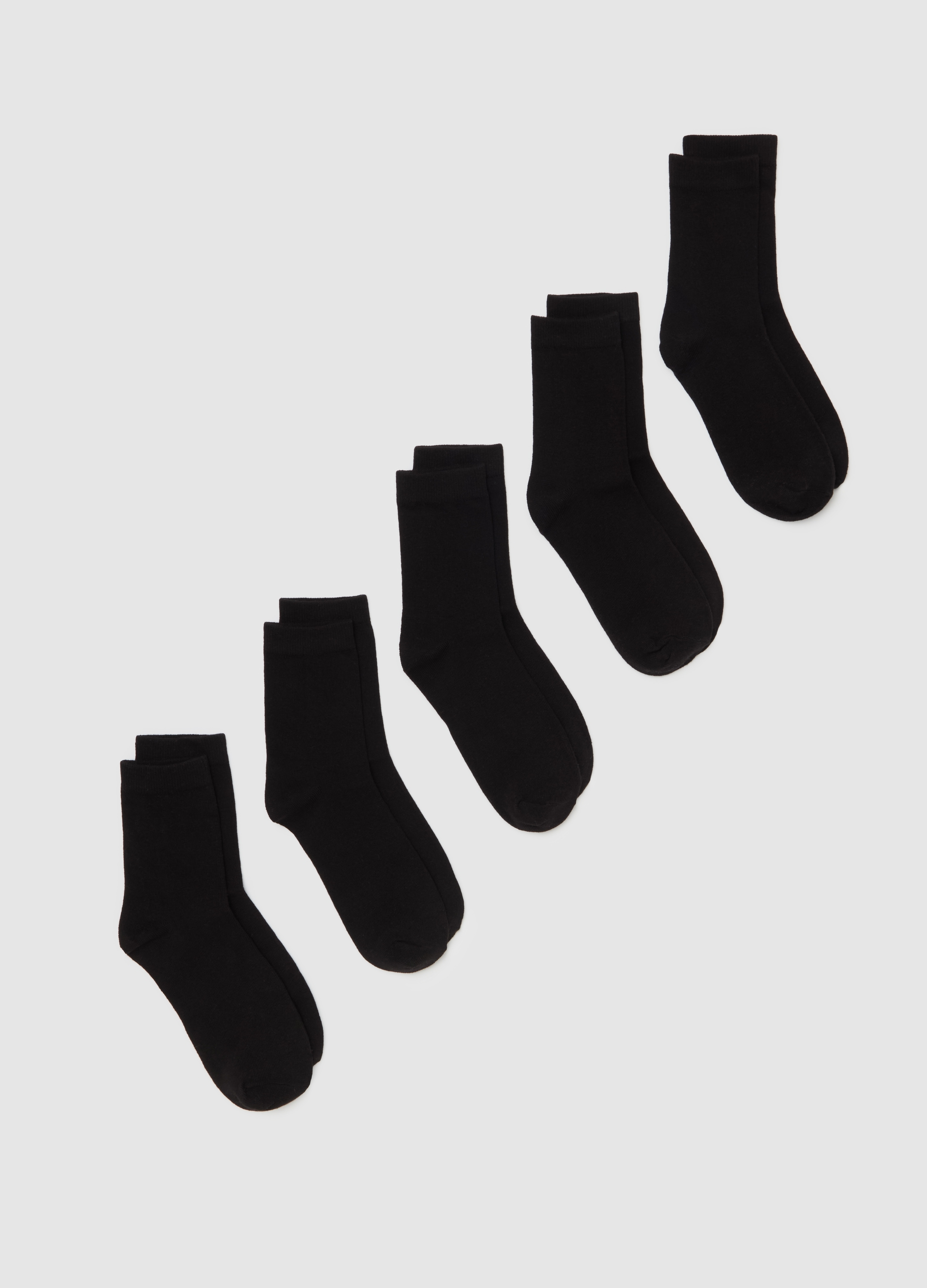 OVS, Multipack Di Cinque Calze Midi In Cotone Bio, Donna, Nero, Taglia: 39-41