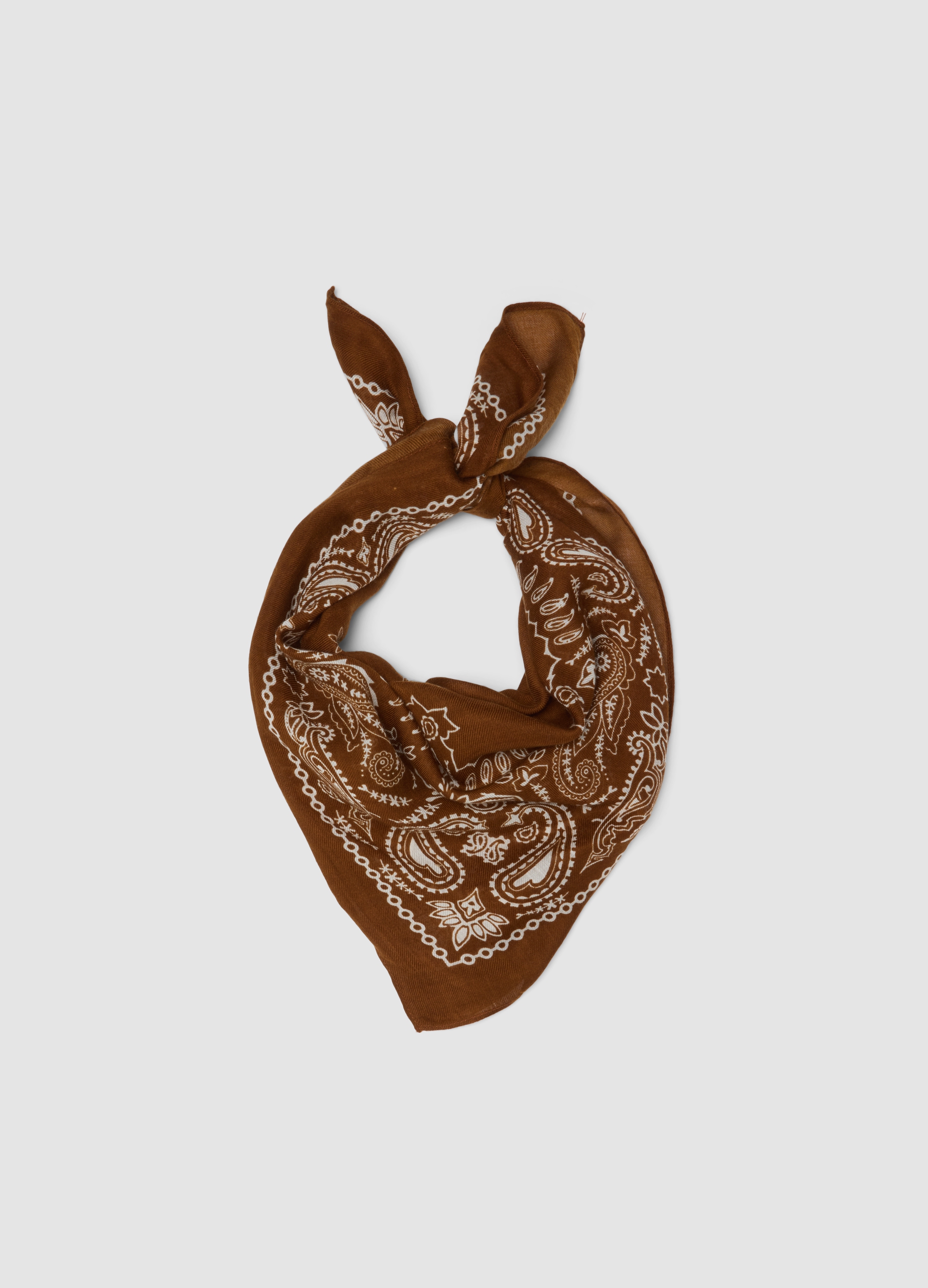 PIOMBO, Sciarpa Marrone In Misto Lana Con Stampa Paisley, Uomo, Marrone, Taglia: ONE SIZE