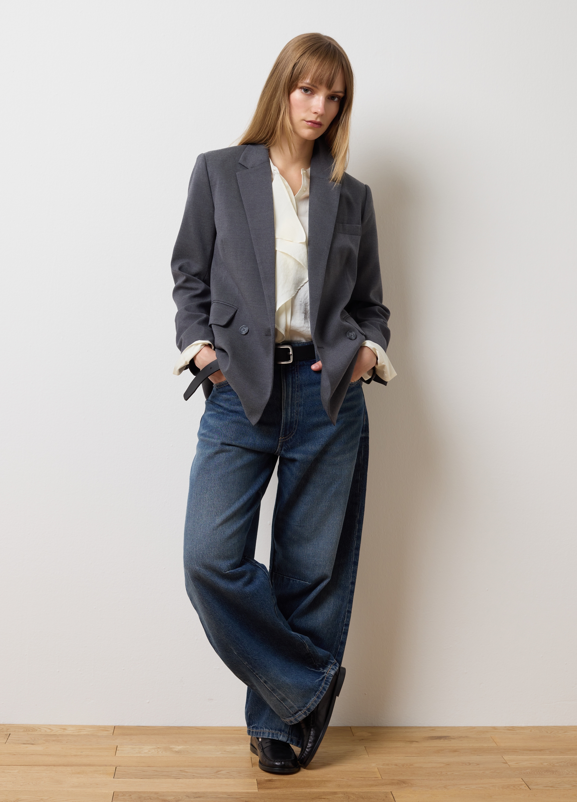 OVS, Blazer De Tela Elástica Gris Corte Regular, Mujer, Gris jaspeado, Talla: 38