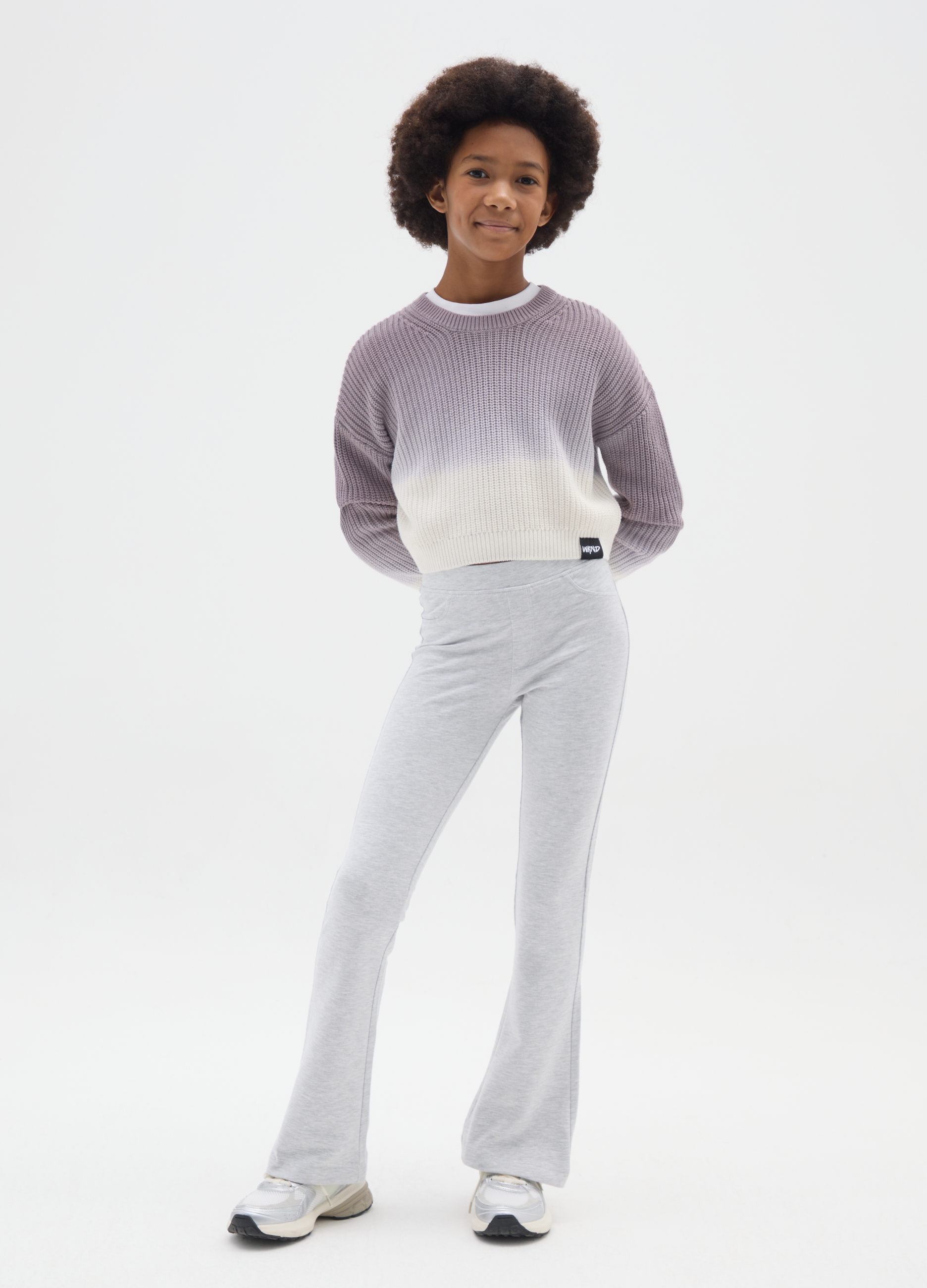 OVS KIDS, Treggings Flare Da Ragazza In Cotone Elasticizzato Neri, Bambina, Nero, Taglia: 12-13