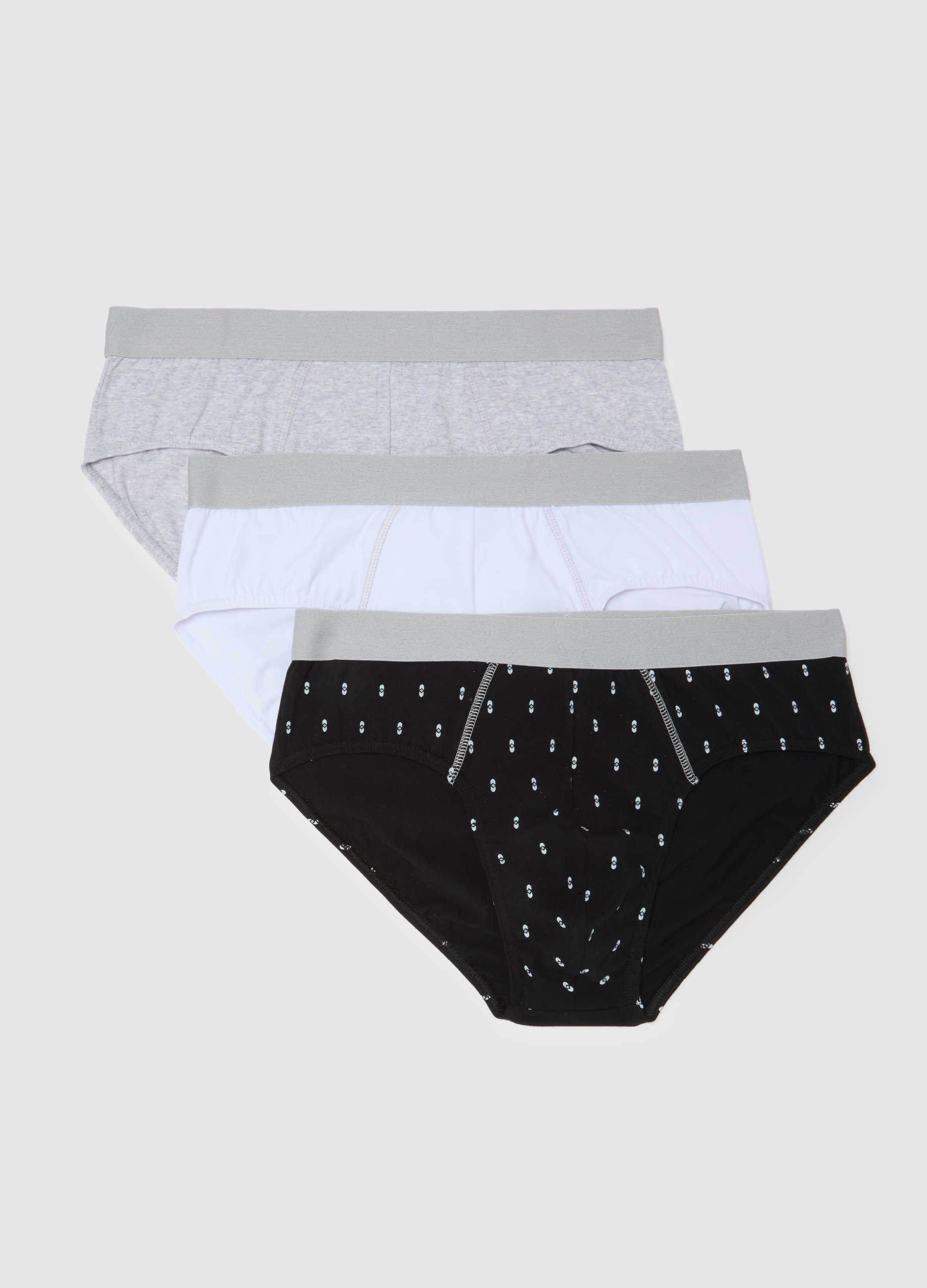 Set De Tripack De Calzoncillos De Algodón Elástico Multicolor Ajuste Regular, Hombre, Negro/Blanco/Gris, Talla: M