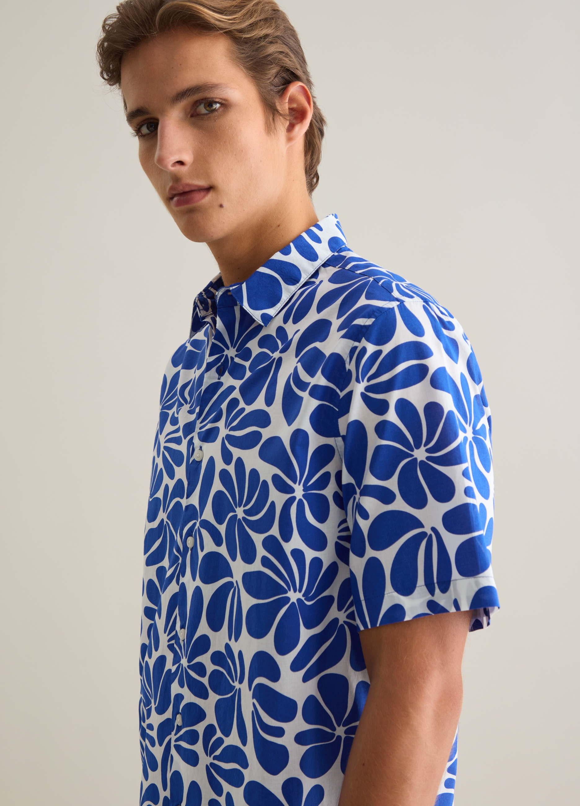 OVS, Camisa De Hombre De Algodón Puro Multicolor Ajuste Regular, Hombre, Azul/Blanco, Talla: S