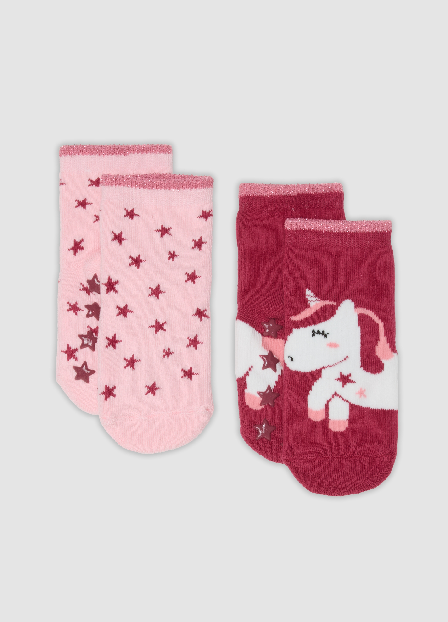 FAGOTTINO, Bipack Di Calze Multicolor Antiscivolo In Misto Cotone Organico Per Neonata, Bambina, Multicolor, Taglia: 12-18