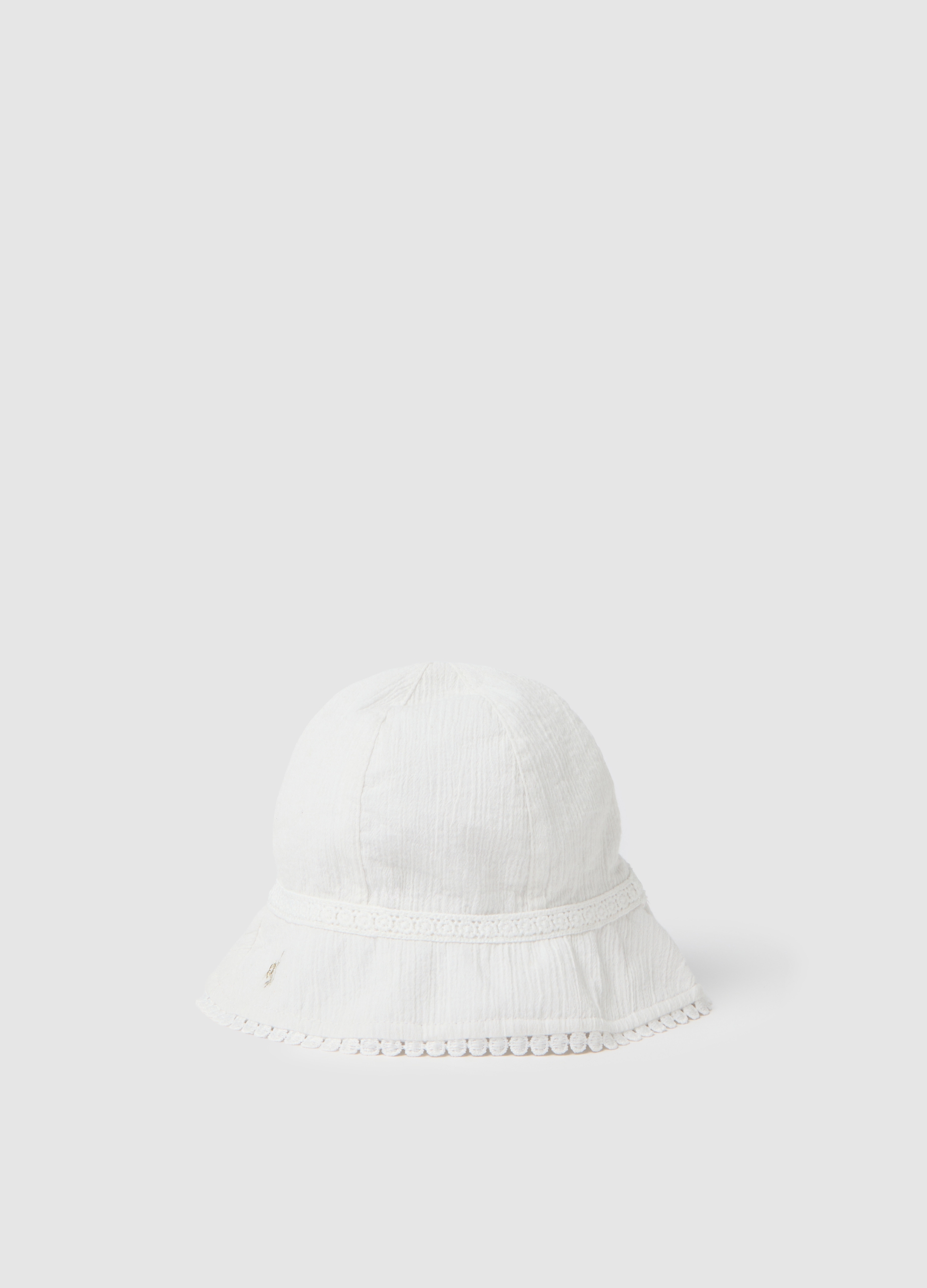 FAGOTTINO, Cappello Da Bambina In Puro Cotone Bianco, Bianco, Taglia: 42-44