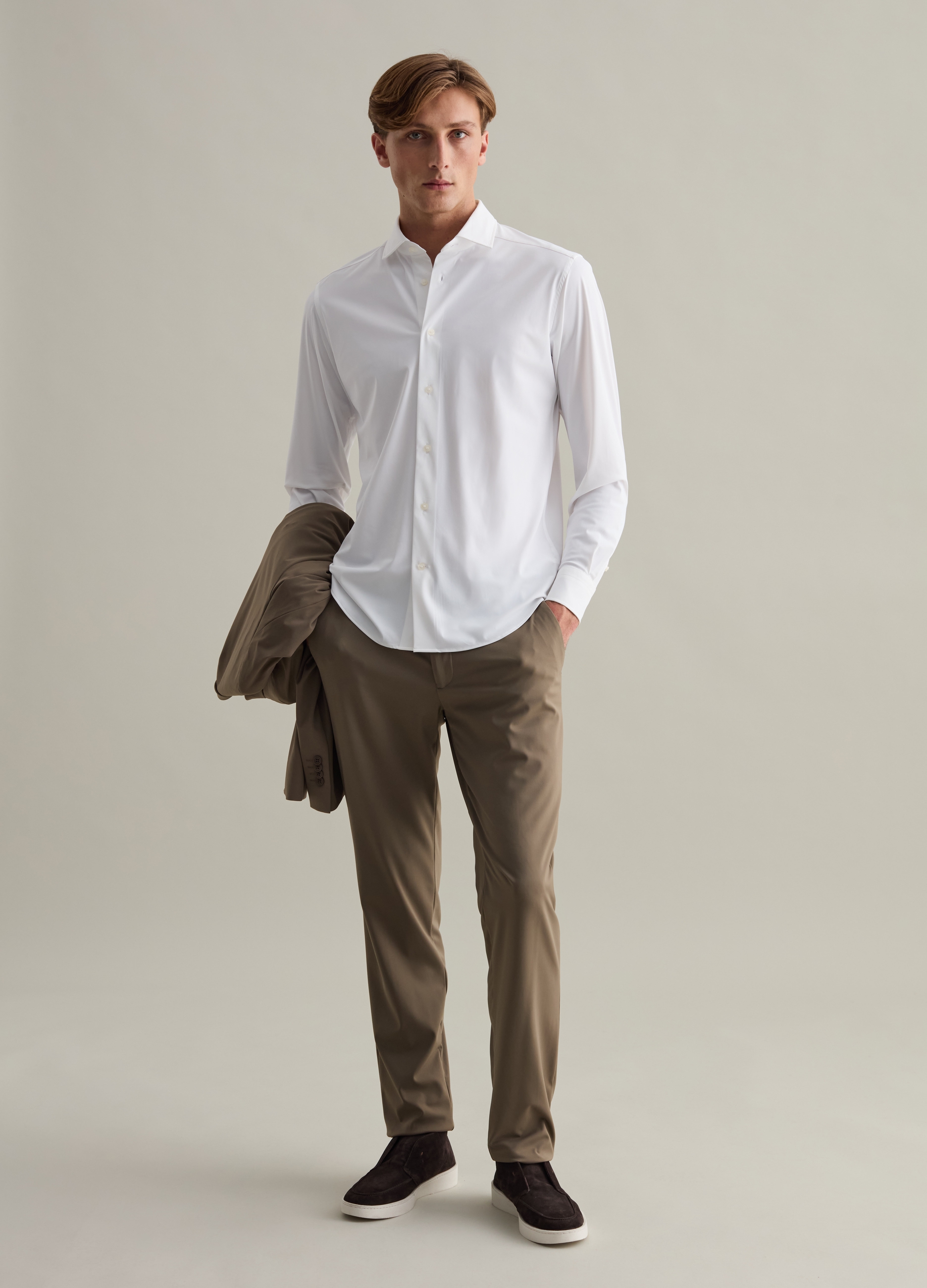 PIOMBO, Camicia Easy Iron In Tessuto Tecnico Contemporary, Uomo, Bianco, Taglia: XL