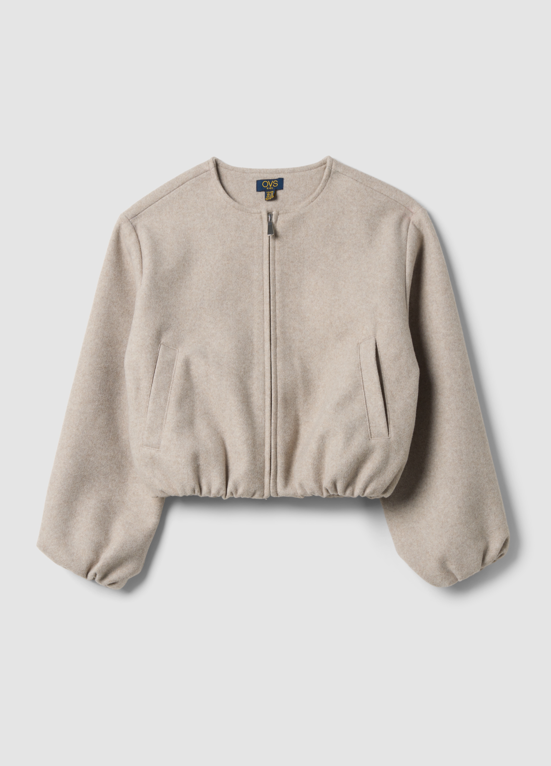 OVS KIDS, Bomber Beige Corto Con Zip Per Ragazza, Bambina, Beige, Taglia: 13-14