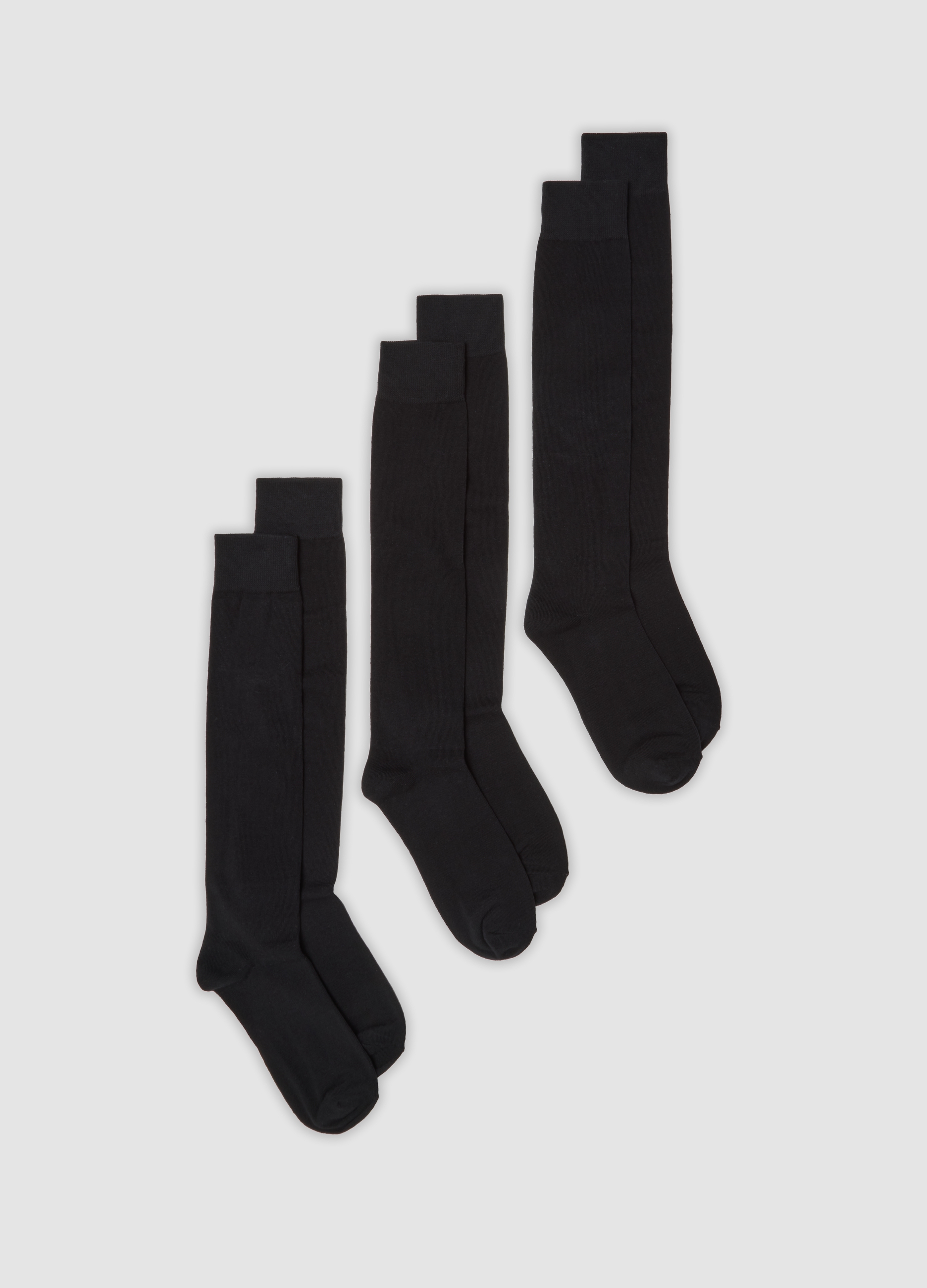 OVS, Tripack Di Calze Lunghe Nere In Cotone Organico Elasticizzato, Uomo, Nero, Taglia: 43-46