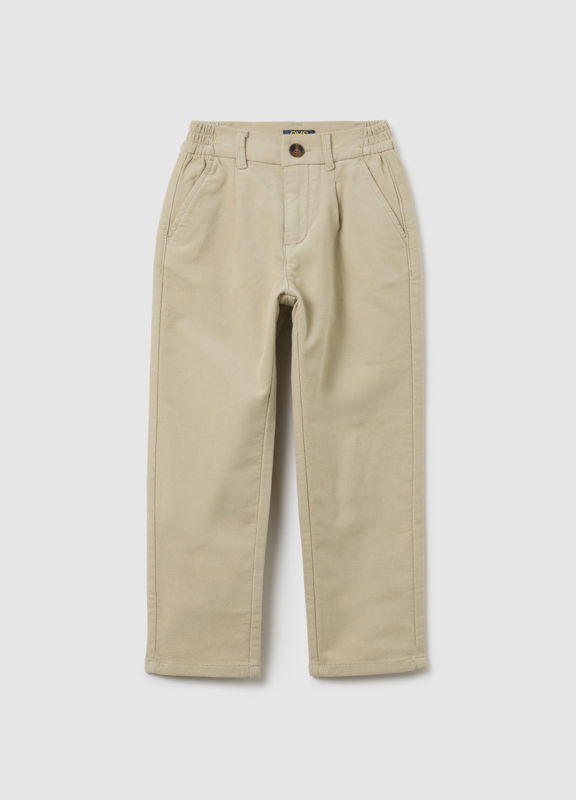 Pantaloni Da Bambino In Misto Cotone Elasticizzato Beige Regular Fit, Niño, Beige Claro, Talla: 8-9