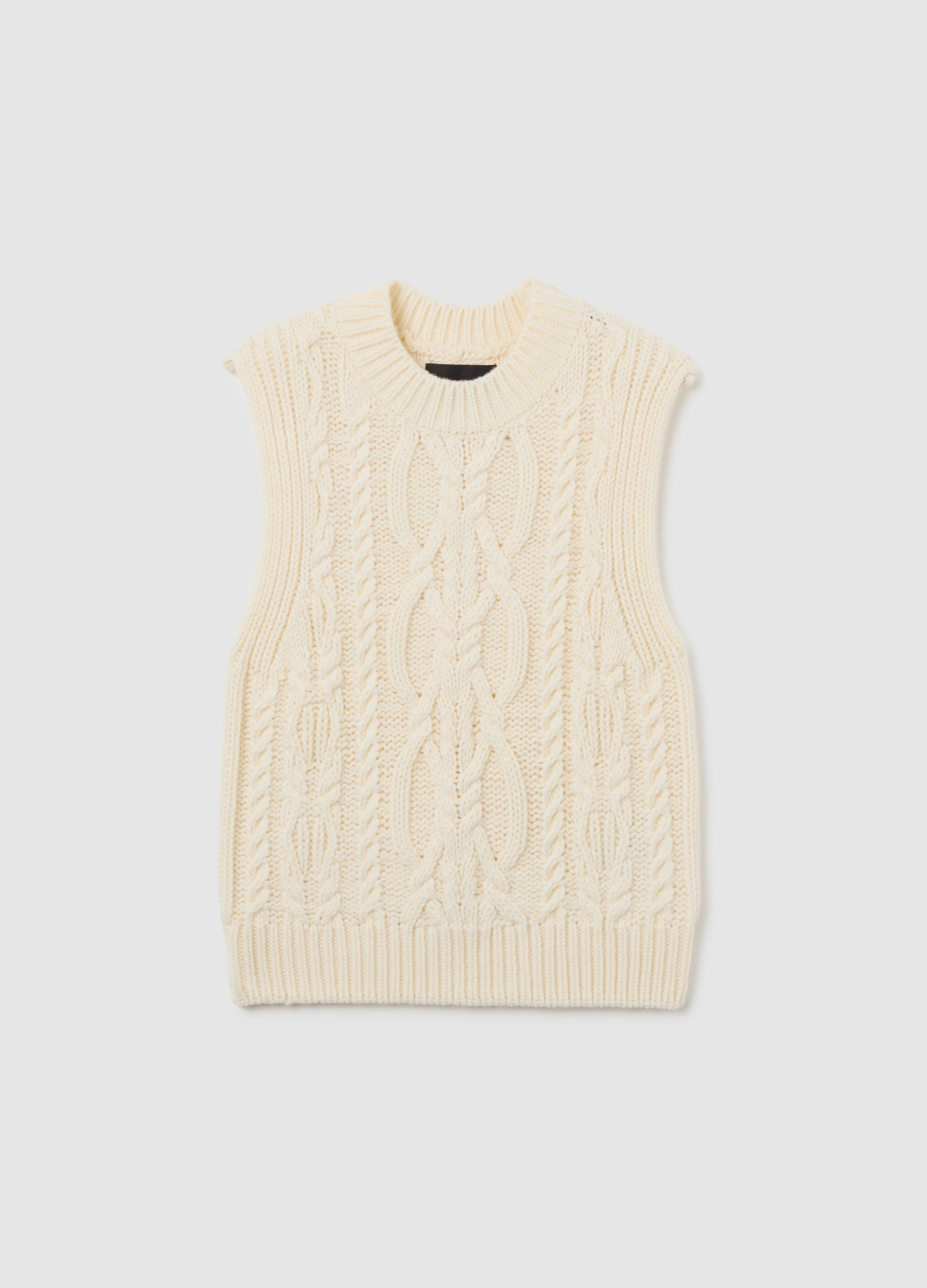 LES COPAINS, Gilet Bianco Lavorato A Maglia, Mujer, Beige, Talla: 38