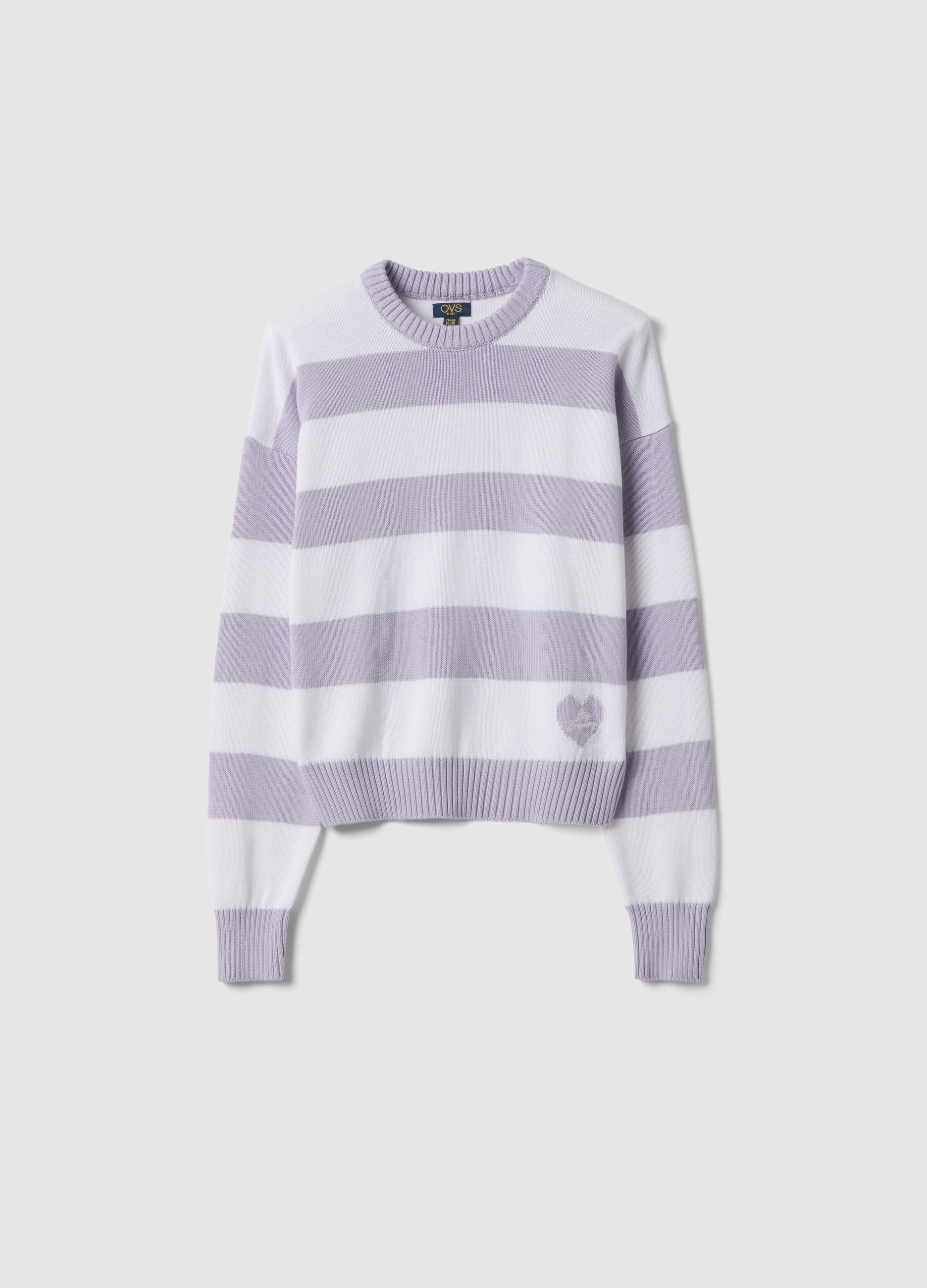 OVS KIDS, Maglione In Misto Cotone A Righe Multicolor Da Ragazza Regular Fit, Niña, Blanco/morado, Talla: 13-14