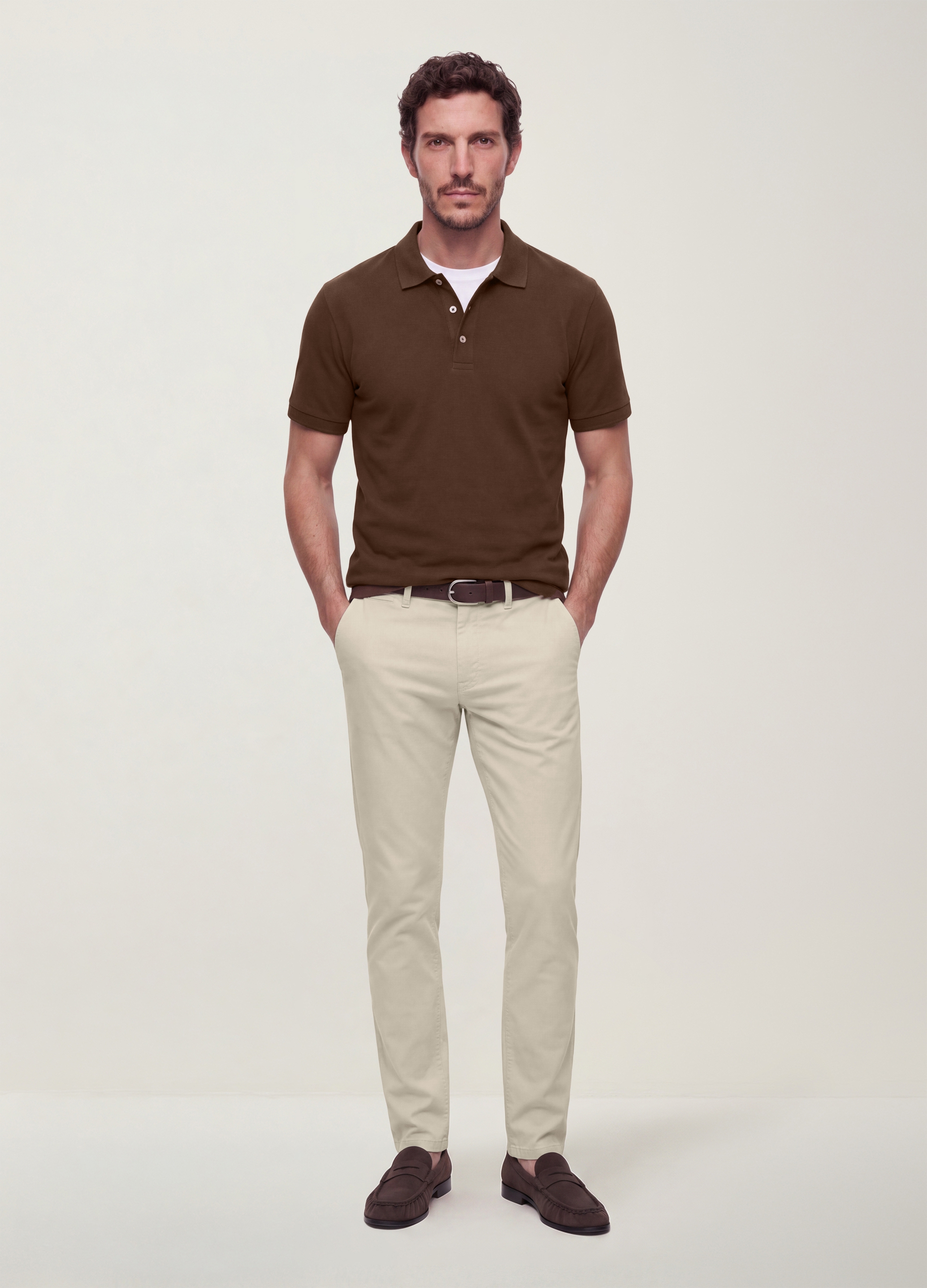 OVS, Pantaloni Beige In Twill Di Cotone Elasticizzato Slim Fit, Uomo, Beige, Taglia: 54