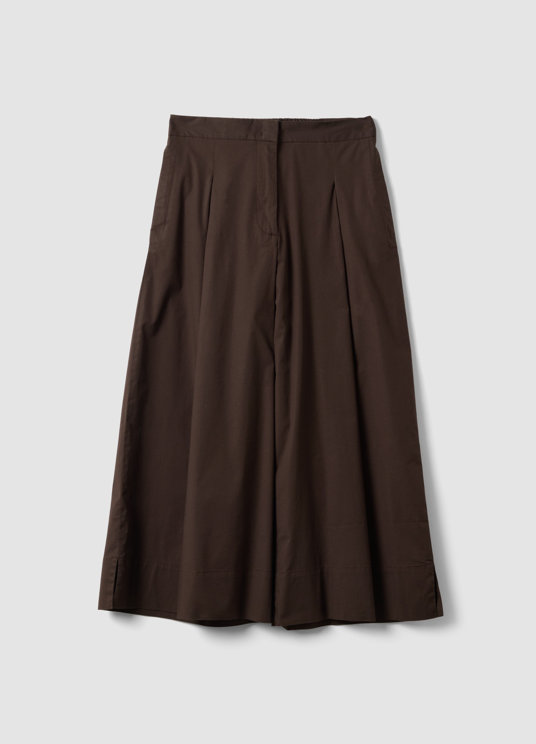 LES COPAINS, Pantalón Culotte Marrón En Algodón Elástico, Mujer, Marrón, Talla: 44