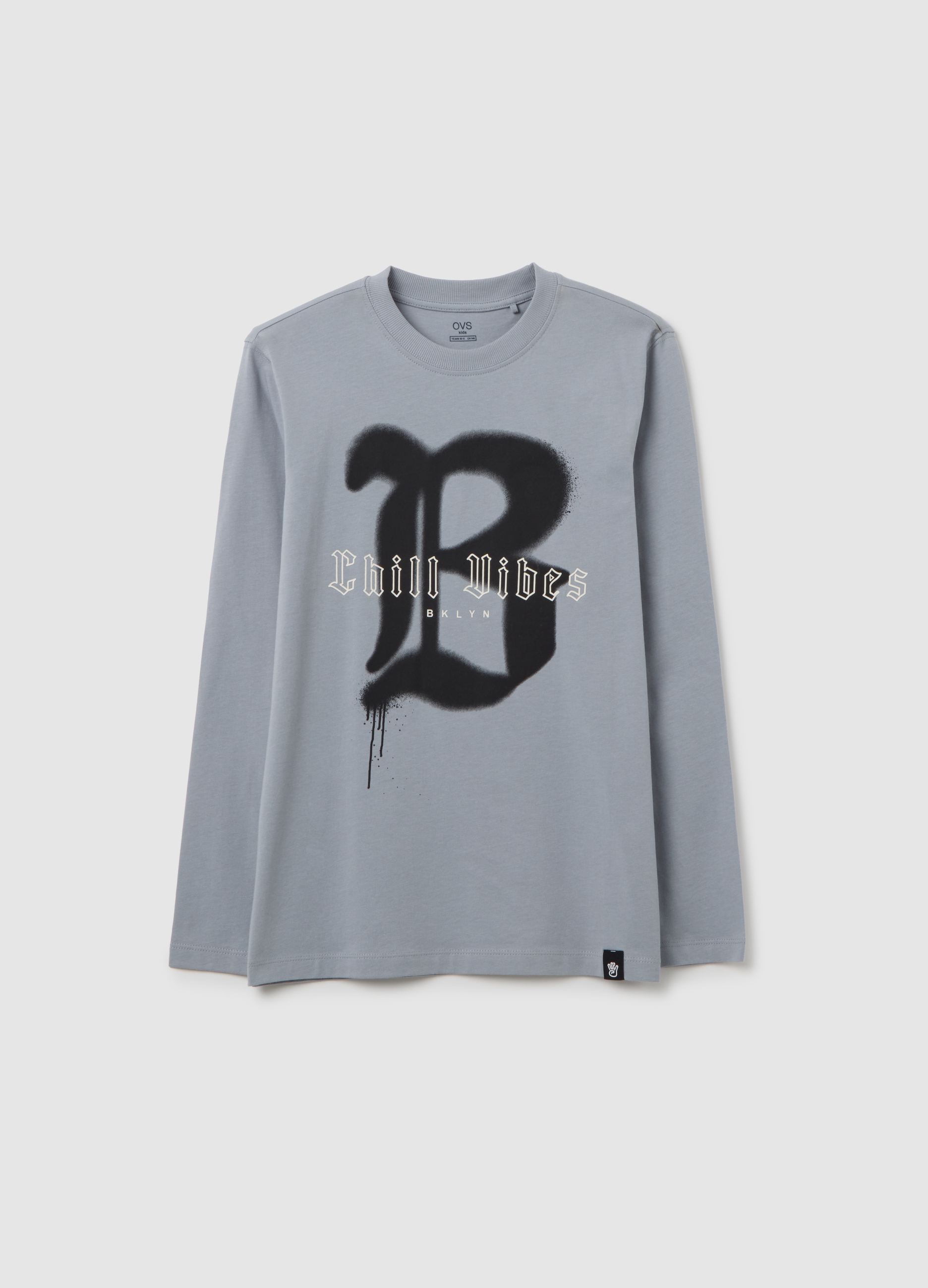 T-shirt Da Ragazzo In Puro Cotone Grigia Oversize, Niño, Gris oscuro, Talla: 12-13