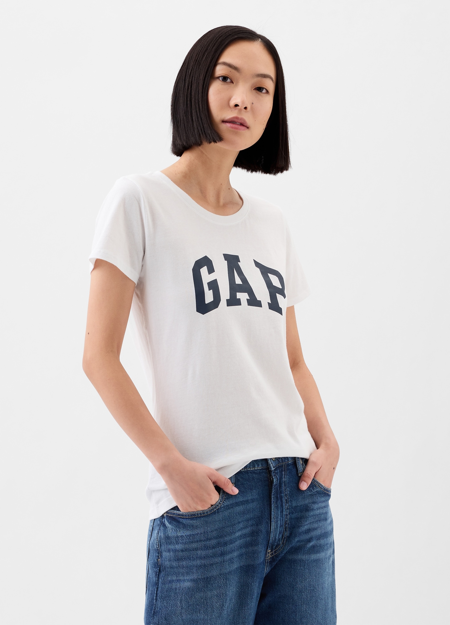 GAP, T-shirt Con Logo Gap, Donna, Bianco, Taglia: XXS