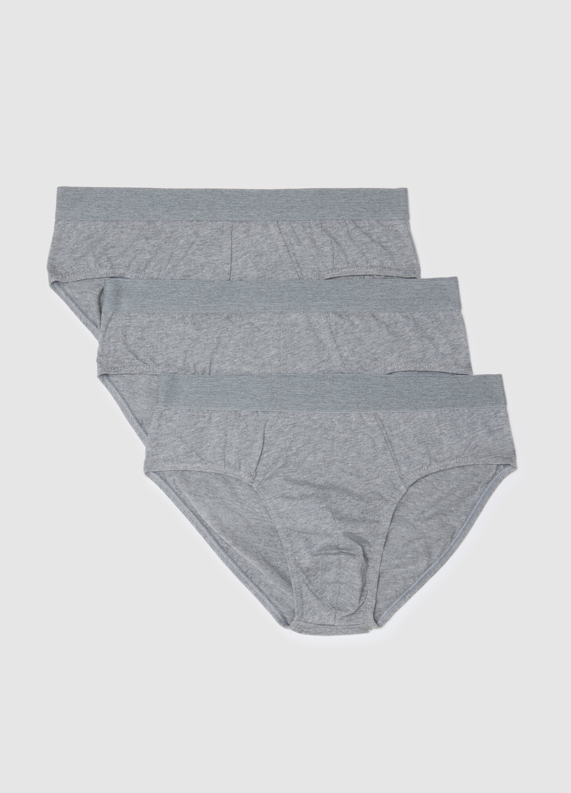 Paquete De Tres Slips Grises En Algodón Puro, Ajuste Regular, Hombre, Gris jaspeado, Talla: M