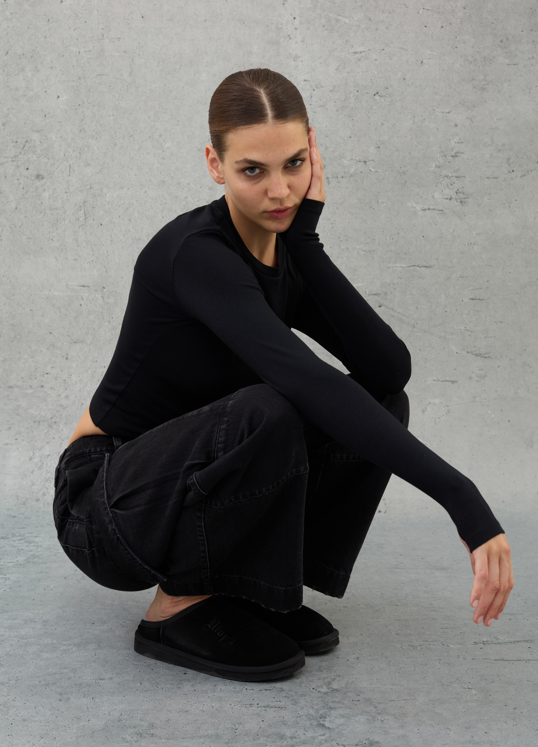 UTOPJA, Crop Longsleeve T-shirt Black, Donna, Nero, Taglia: S