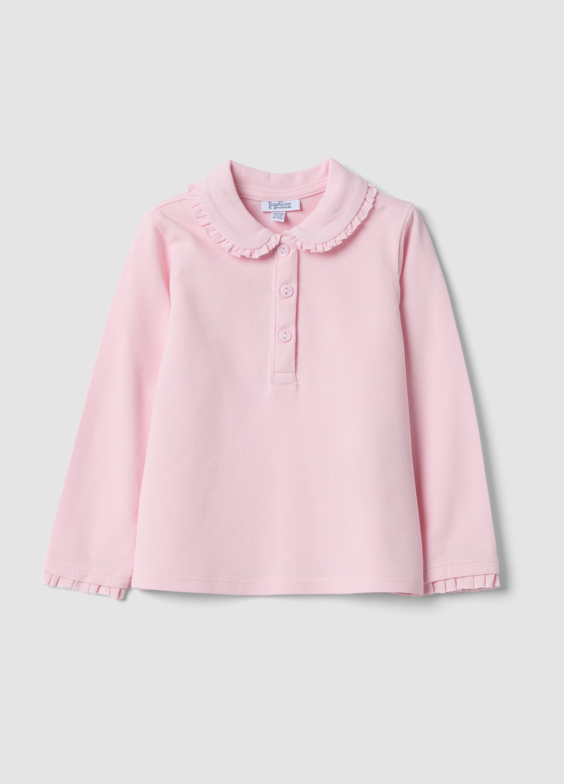 FAGOTTINO, Polo Rosa In Puro Cotone Organico A Maniche Lunghe Regular Fit Per Bimba, Bambina, Rosa, Taglia: 30-36