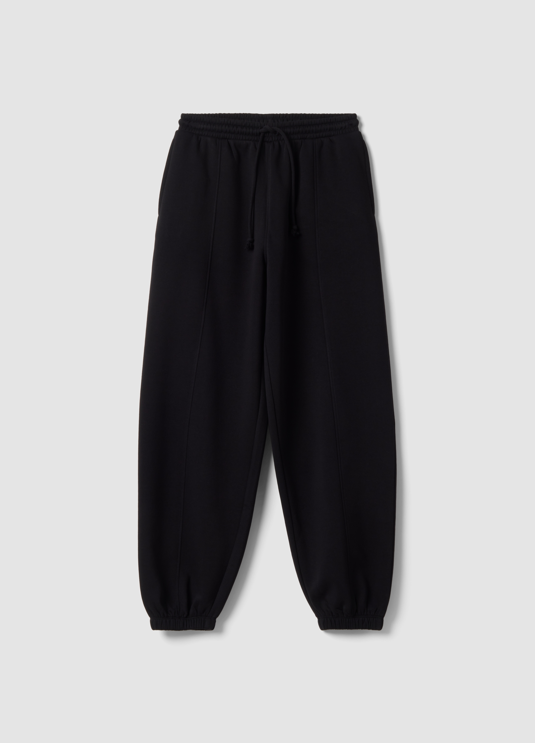 B.ANGEL, Pantaloni Jogger Neri In Misto Cotone Con Coulisse, Donna, Nero, Taglia: XL