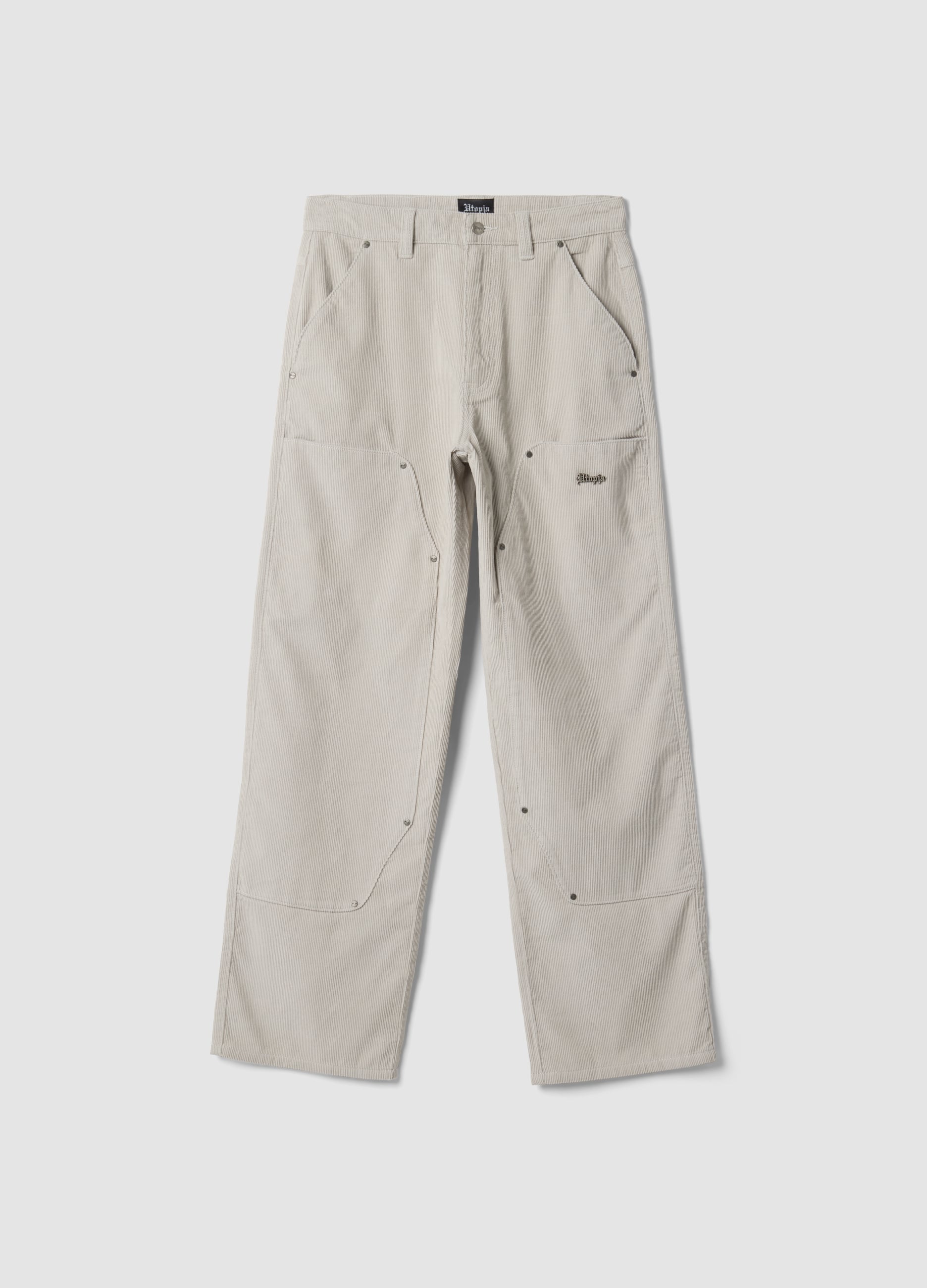 UTOPJA, Corduroy Carpenter Pants Light Beige, Uomo, Beige, Taglia: XL