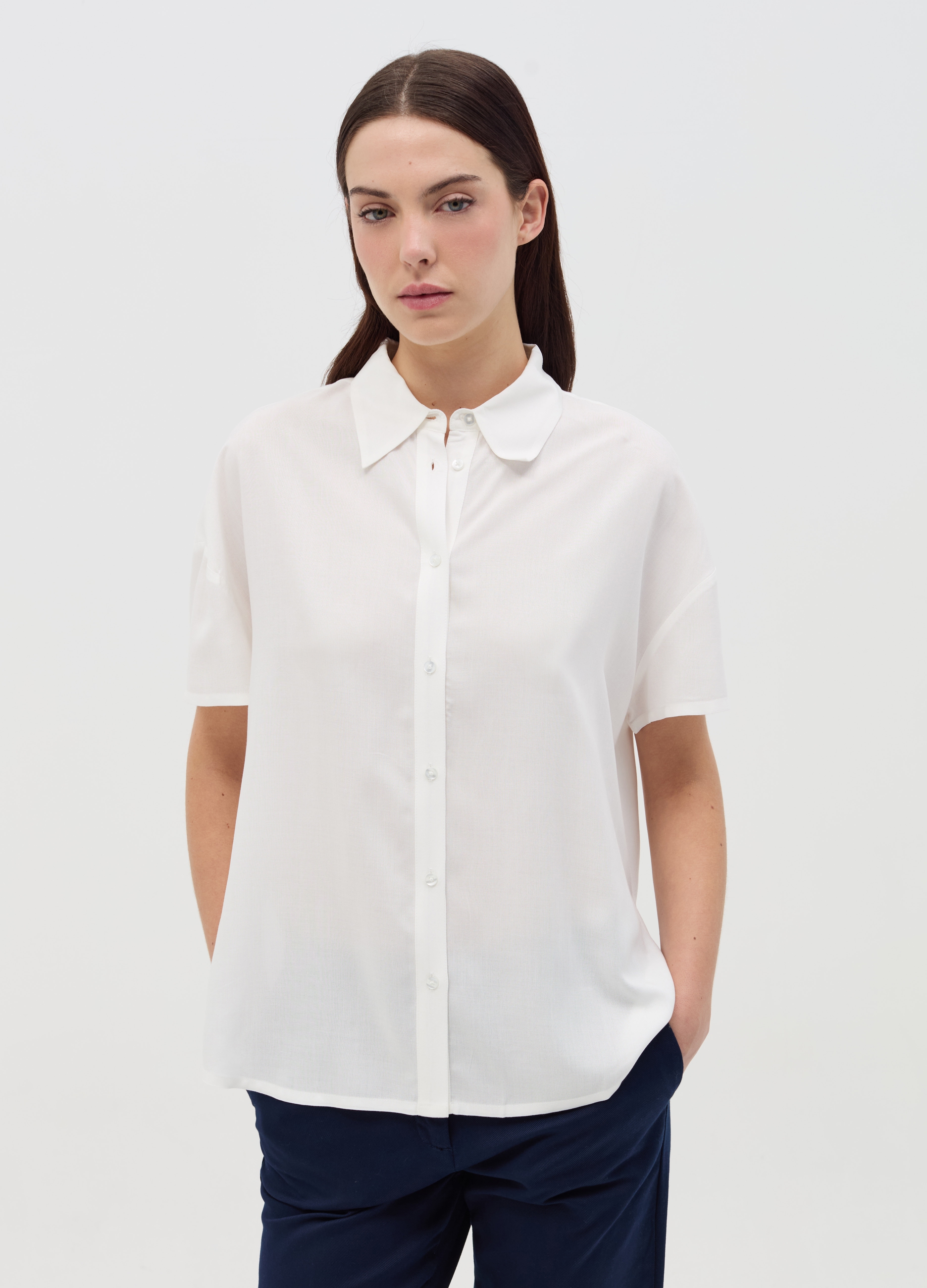 OVS , Camicia In Viscosa A Maniche Corte, Donna, Bianco, Taglia: S