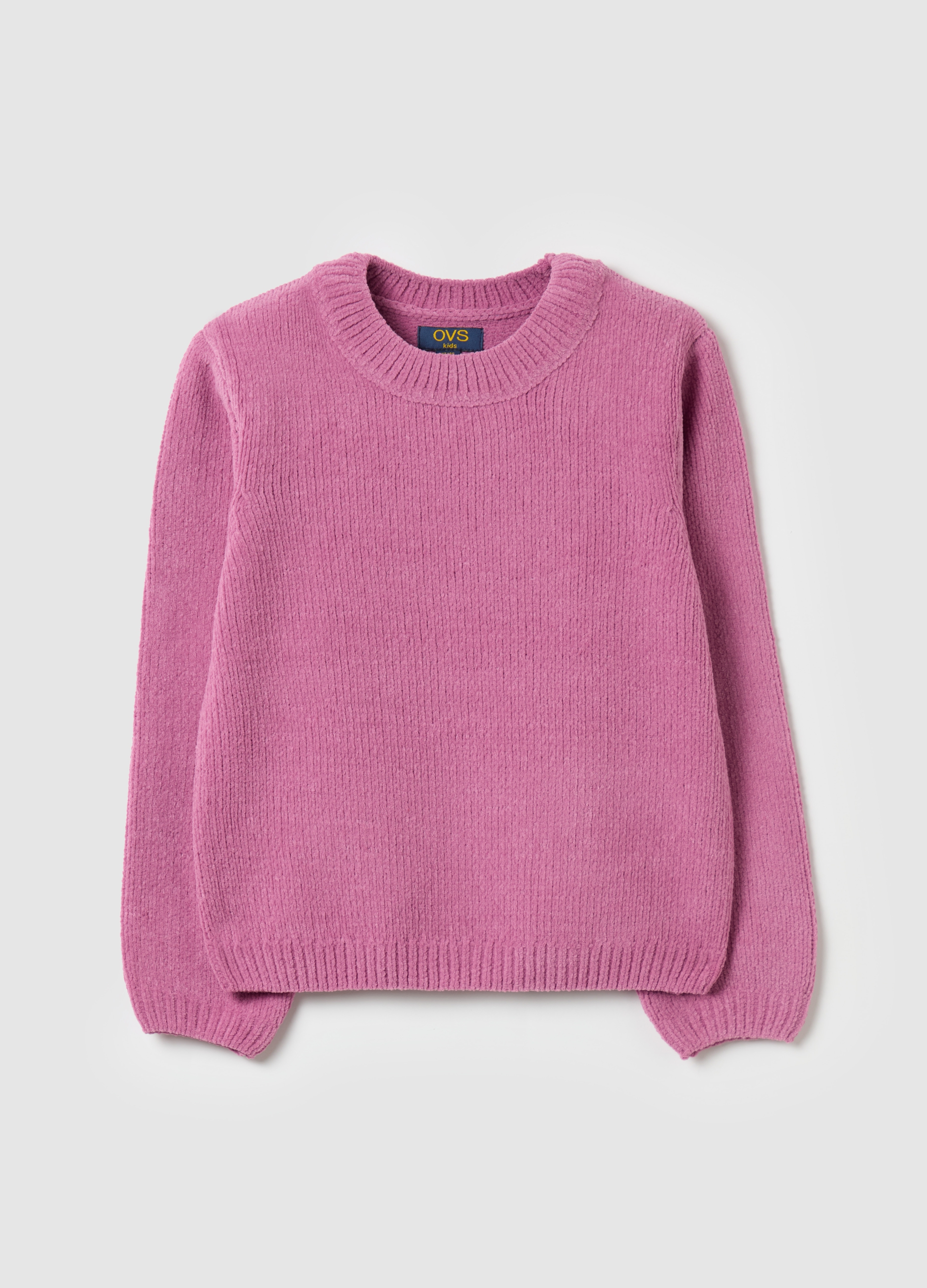 OVS KIDS, Jersey Cuello Redondo De Felpilla, Niña, Malva, Talla: 8-9
