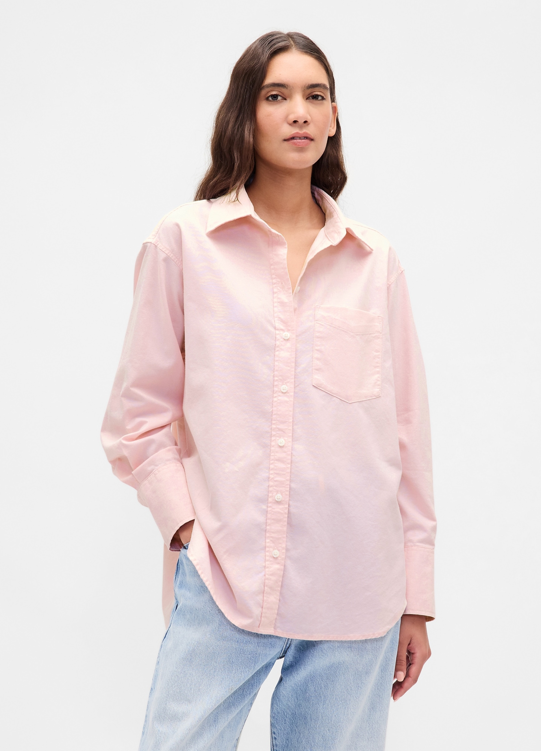GAP, Camicia In Cotone A Maniche Lunghe, Donna, Rosa, Taglia: L