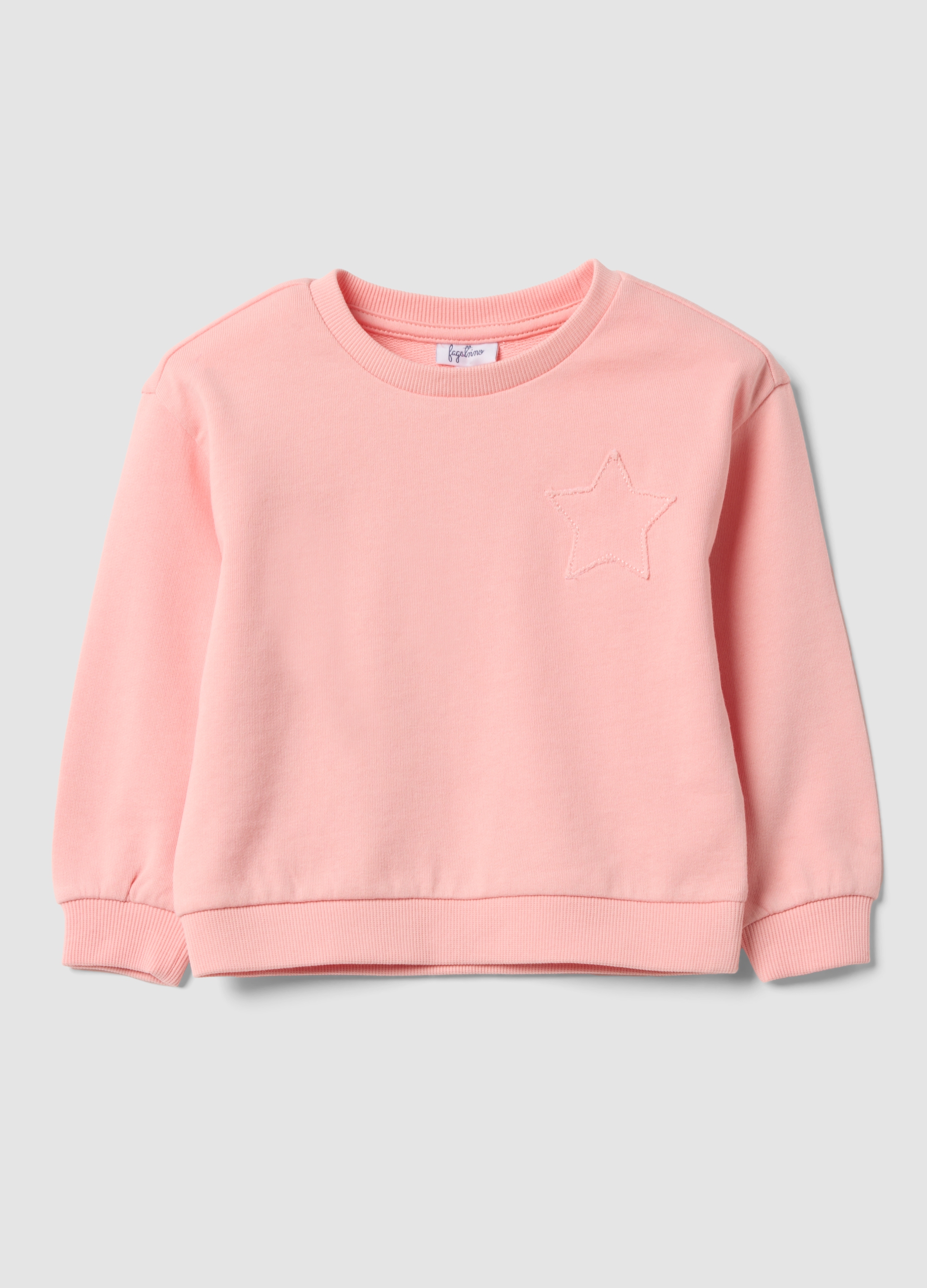 FAGOTTINO, Felpa Rosa Girocollo In Misto Cotone E Viscosa Con Stella Ricamata Per Bimba, Bambina, Rosa, Taglia: 12-18