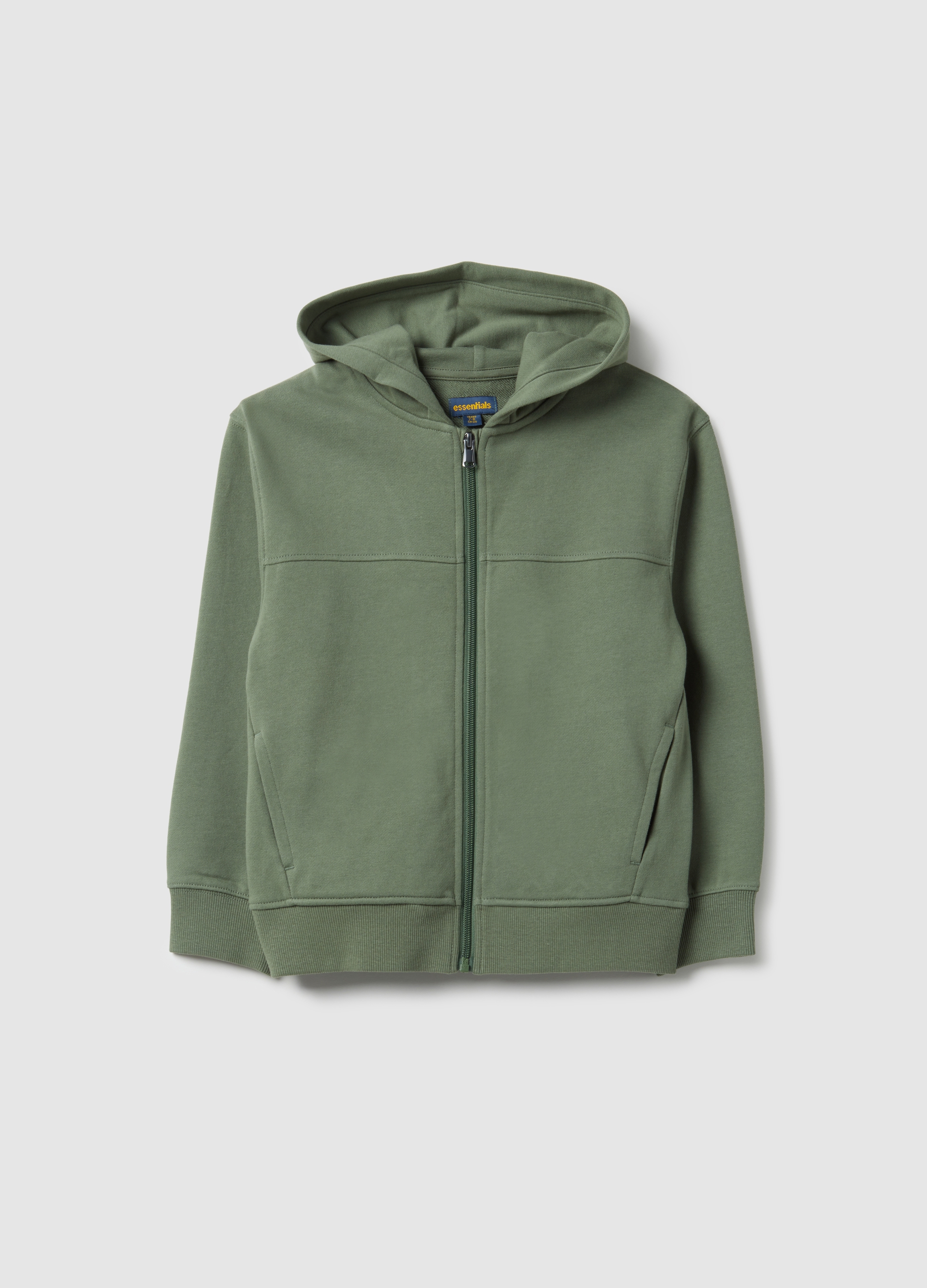 OVS KIDS, Sudadera Verde Con Capucha Y Cremallera Para Niños En Algodón Puro Ajuste Regular, Niño, Verde hoja, Talla: 9-10