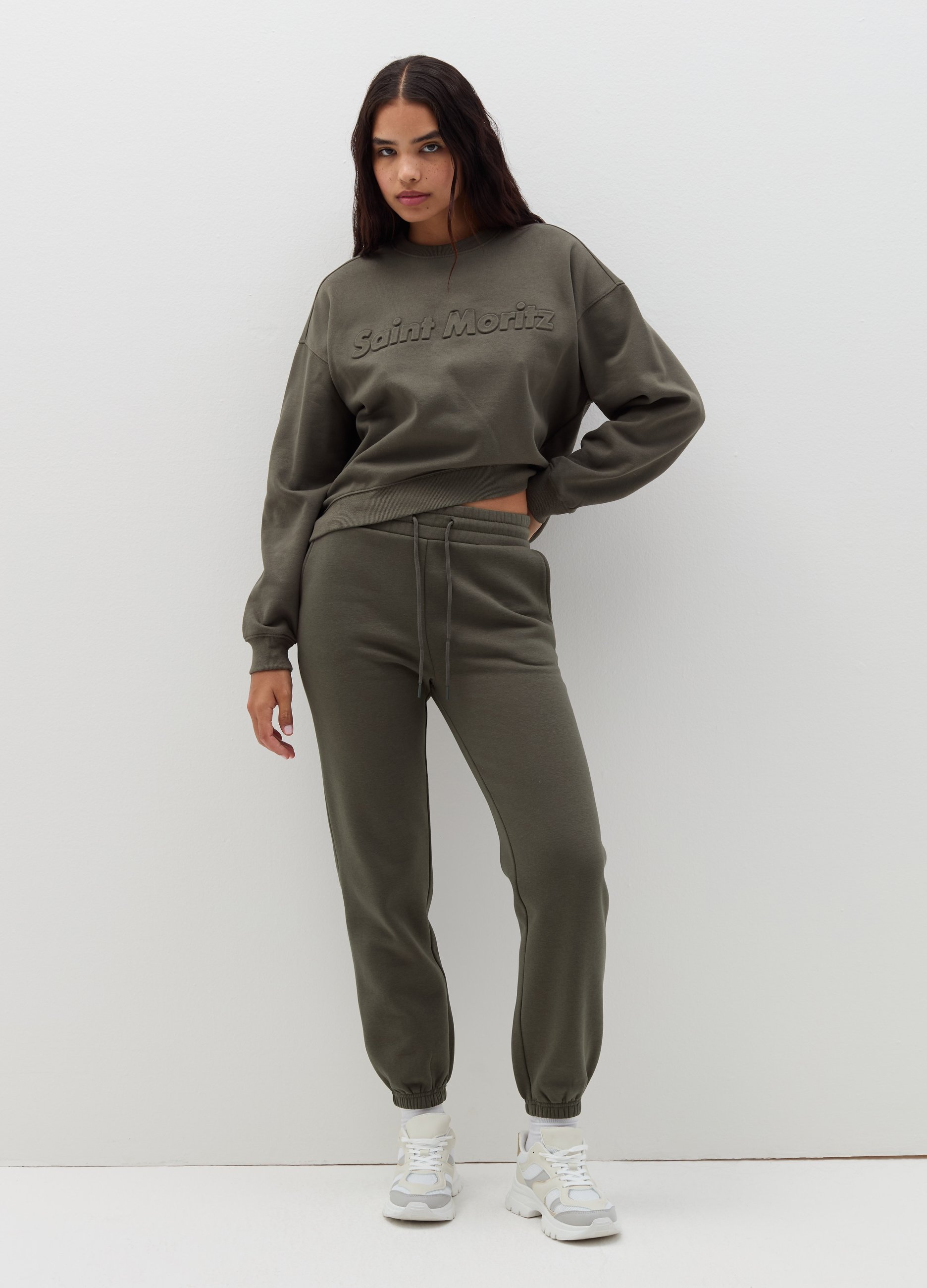 B.ANGEL, Joggers De Felpa Con Cordón, Mujer, Verde militar, Talla: 34