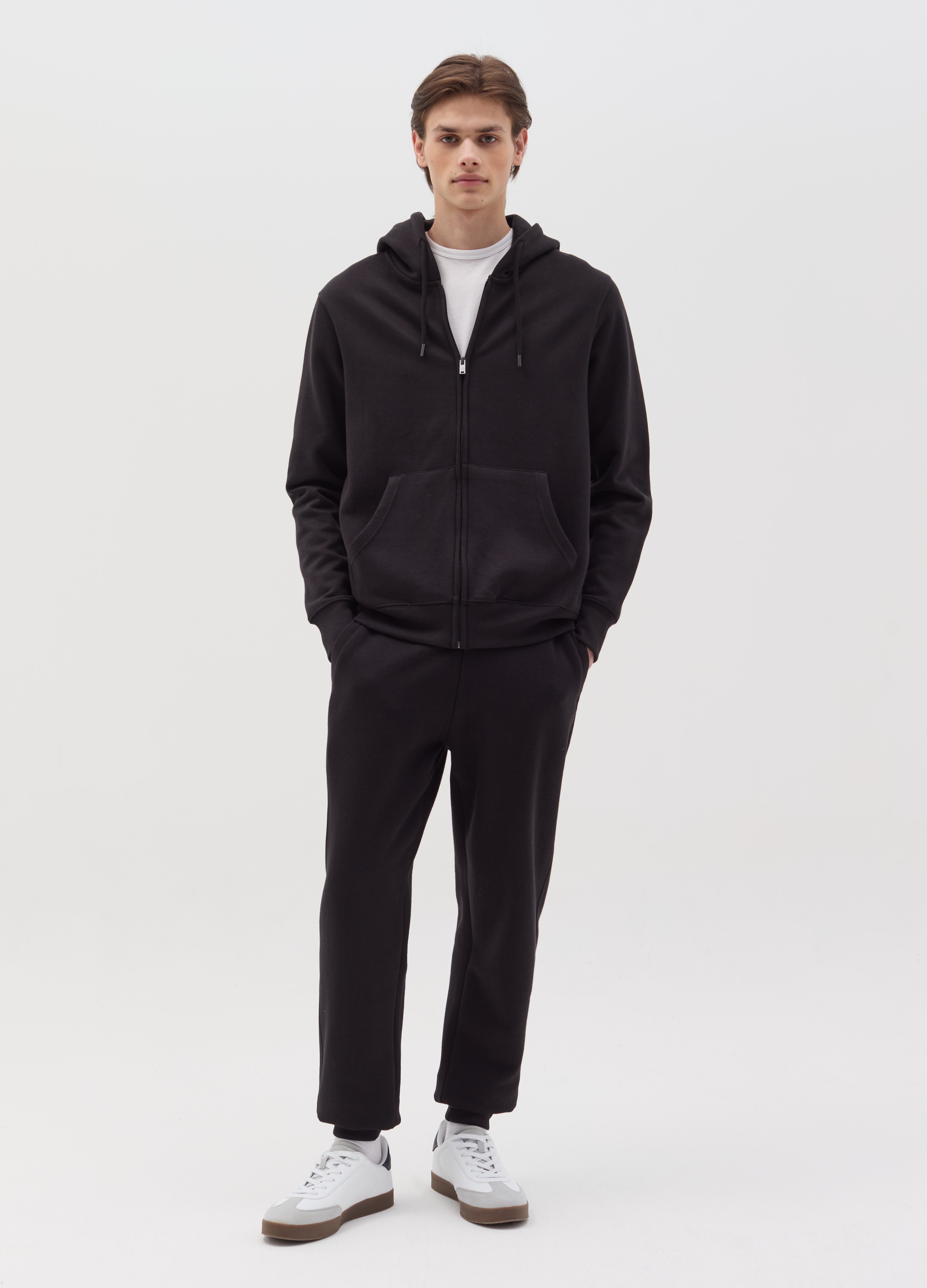 Joggers De Felpa Con Cordón De Ajuste Y Bolsillos, Hombre, Negro, Talla: 3XL