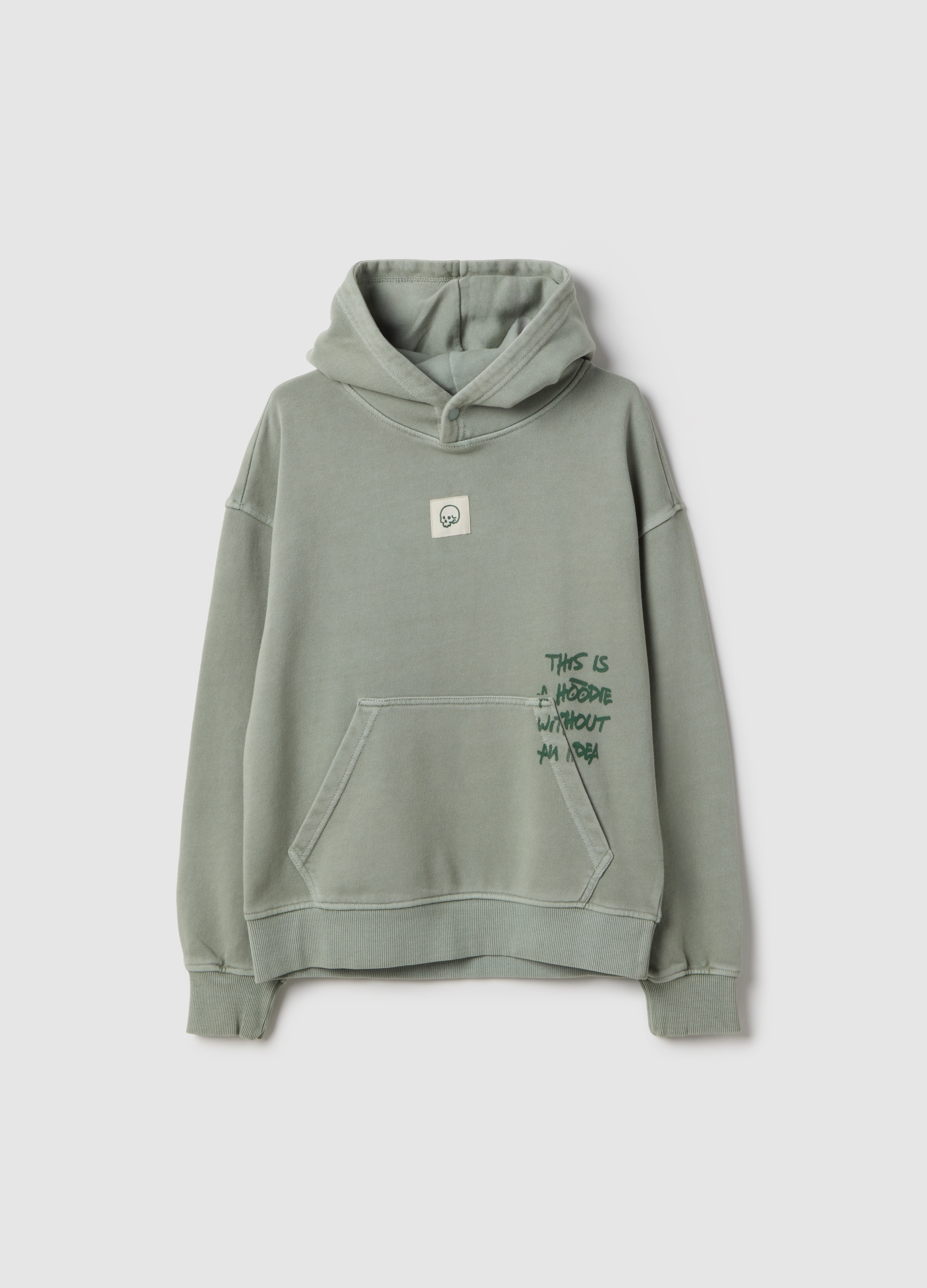 OVS KIDS, Sudadera Verde Oversize Con Capucha De Algodón Puro Para Chicos, Niño, Verde Bandera, Talla: 12-13