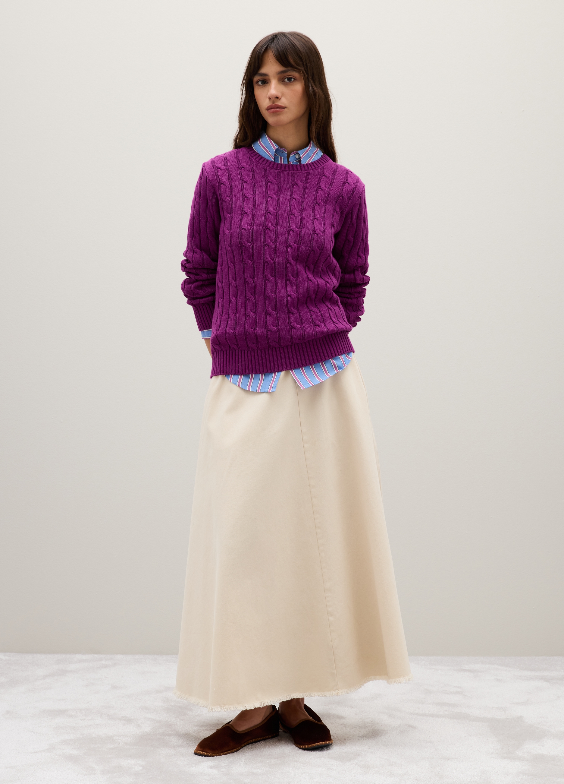 OVS, Maglione In Puro Cotone Viola Regular Fit, Frau, Hellviolett, Größe: 34