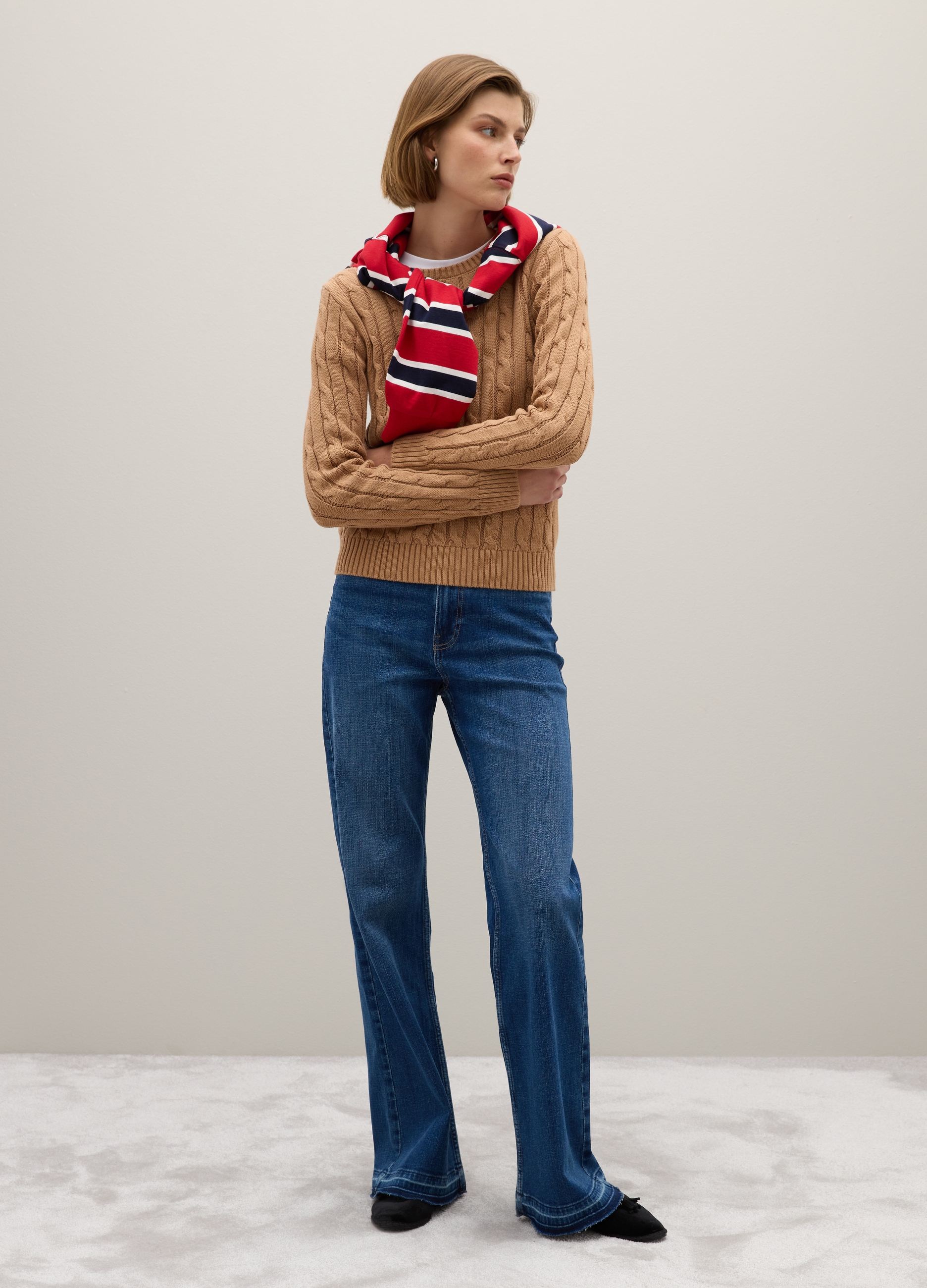 OVS, Maglione In Puro Cotone Beige Regular Fit, Frau, Kamel, Größe: 34
