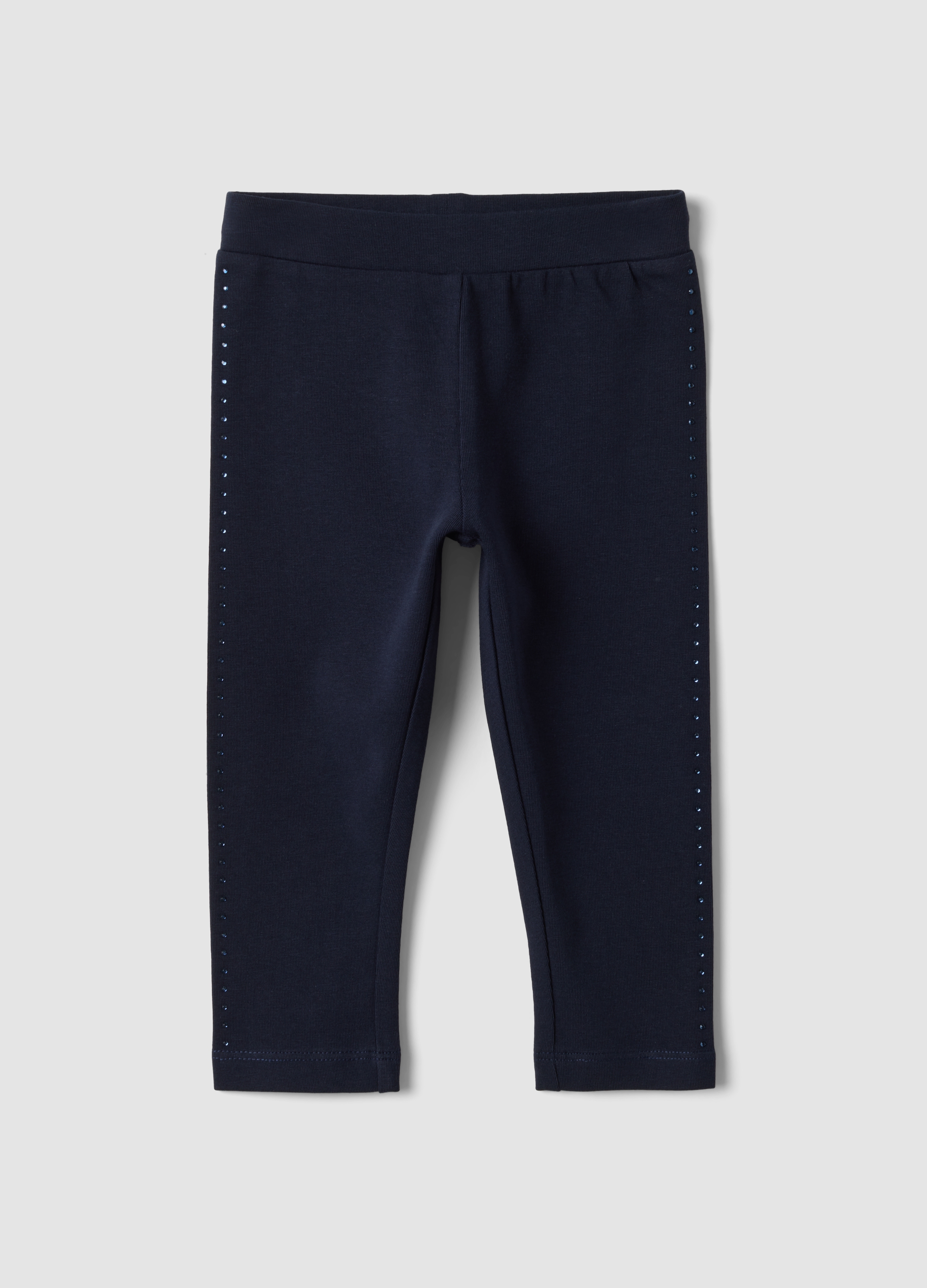 FAGOTTINO, Leggings Blu In Cotone Organico Elasticizzato Con Strass Per Bimba, Bambina, Blu, Taglia: 24-30