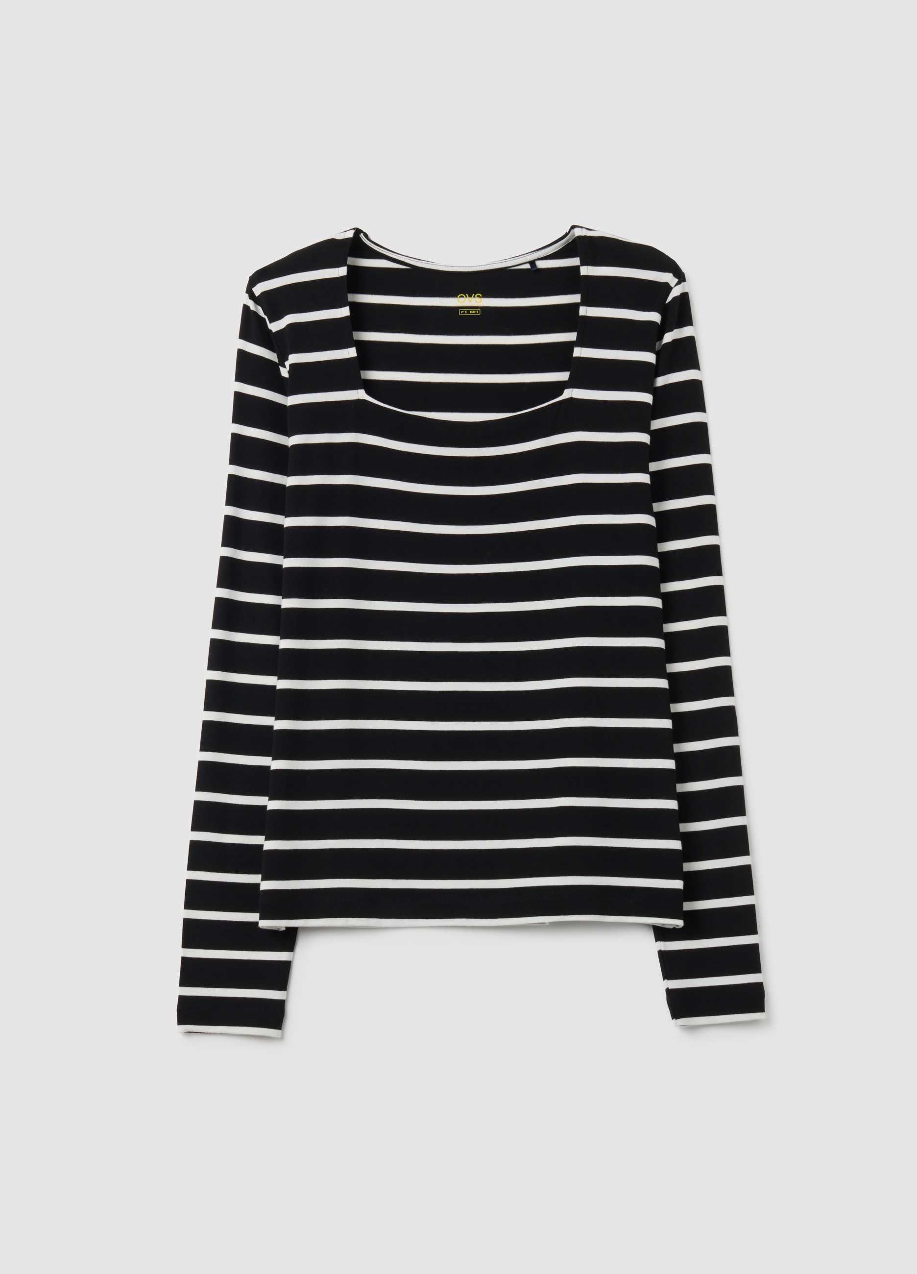 Suéter Con Cuello Redondo A Rayas Blancas Y Negras, Mujer, Negro/Blanco, Talla: 38