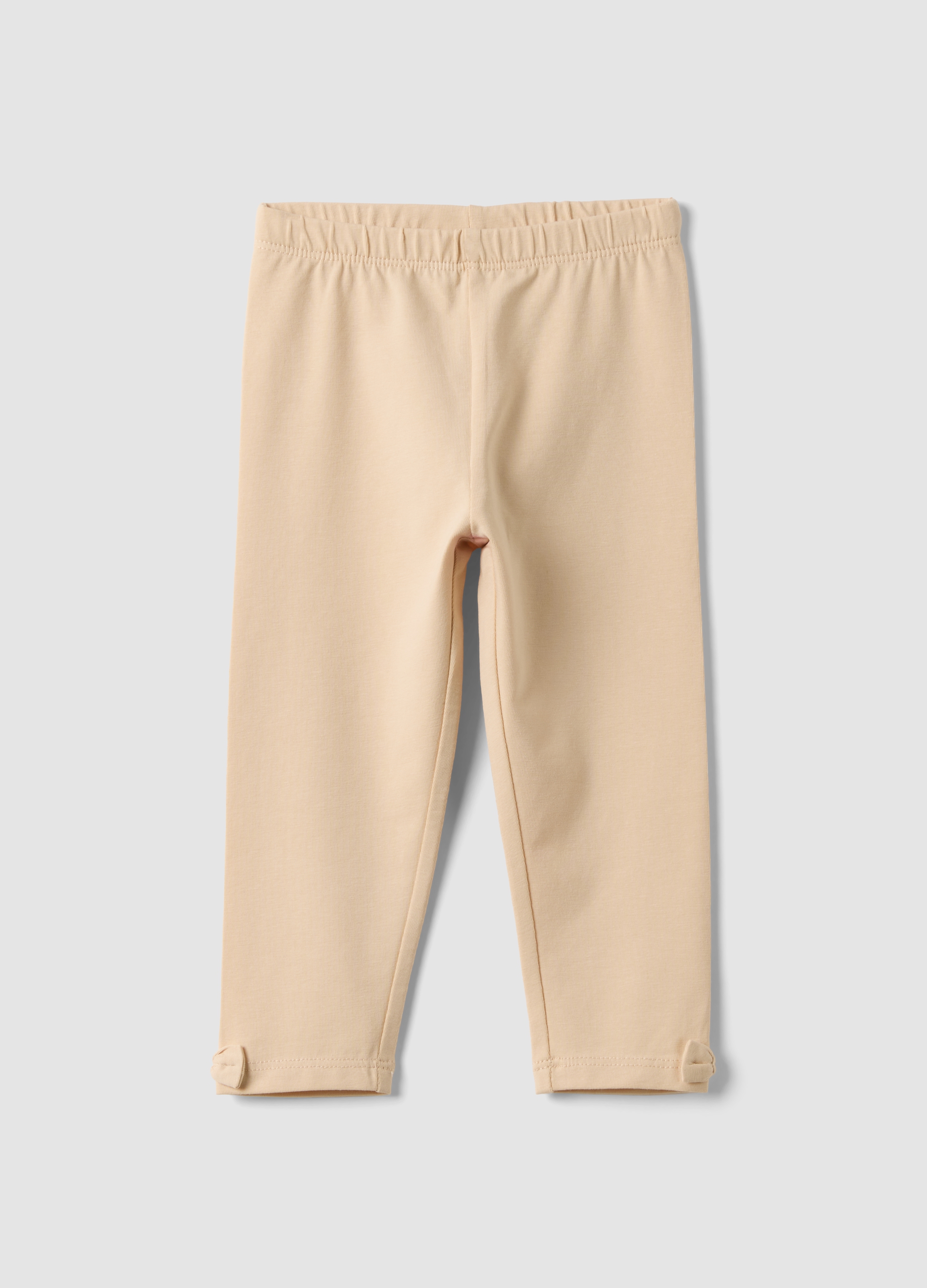 FAGOTTINO, Leggings Beige In Cotone Organico Elasticizzato Con Fiocchi Per Bimba, Bambina, Beige, Taglia: 30-36