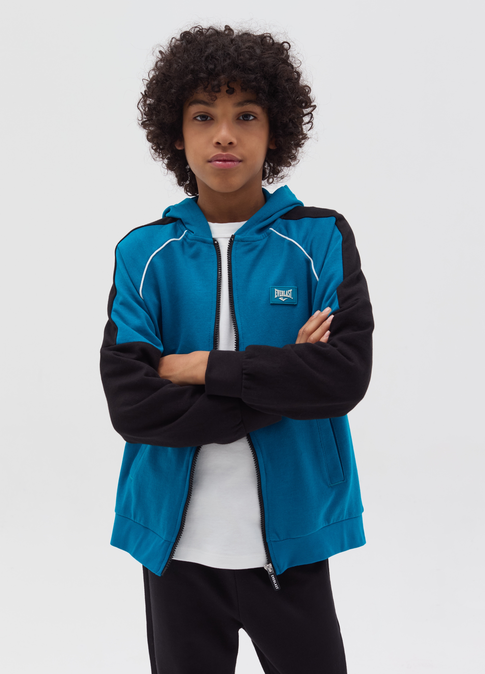 EVERLAST, Full-zip Con Cappuccio E Patch Logo, Bambino, Multicolor, Taglia: 12-13