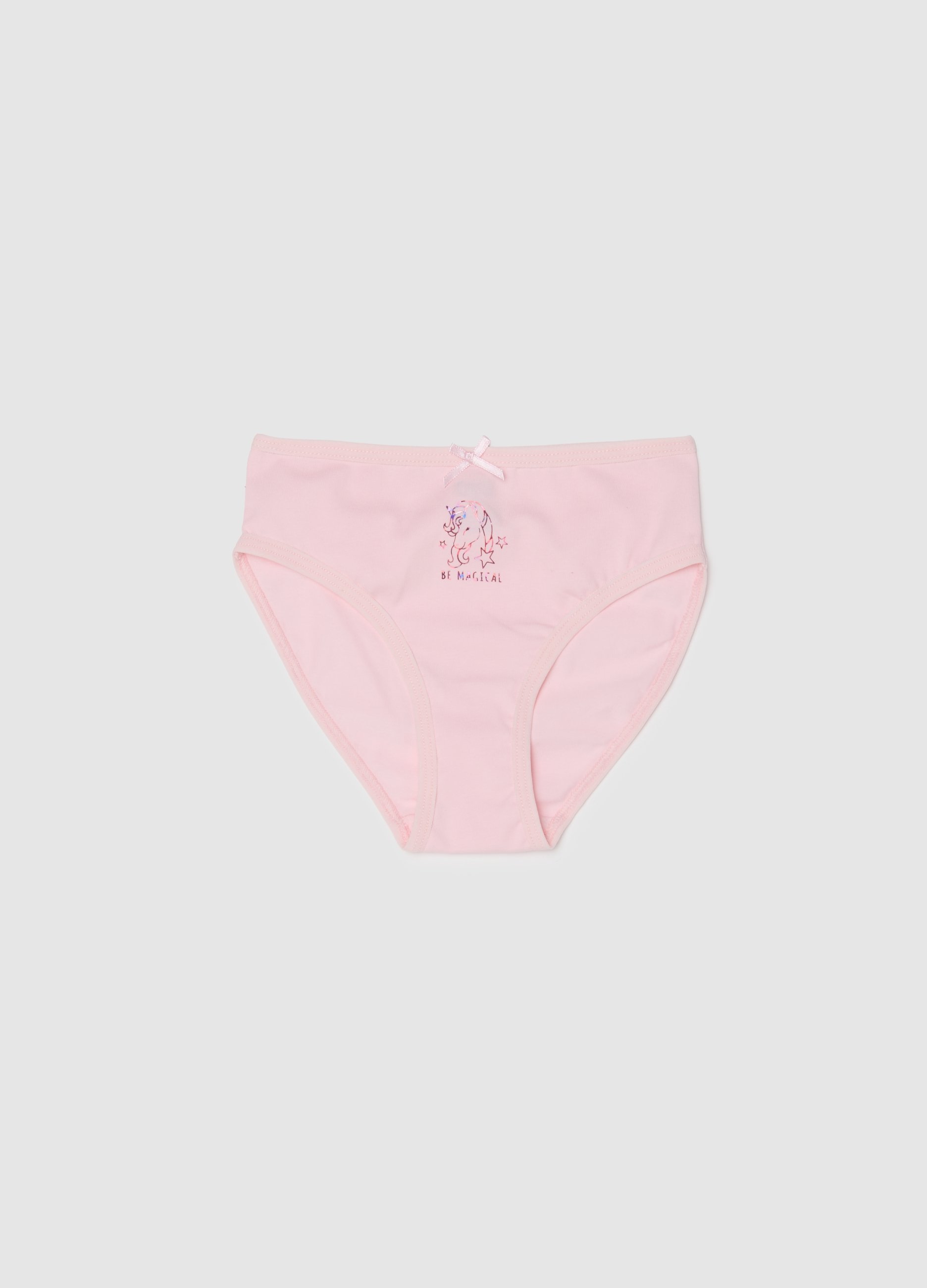OVS KIDS, Braguitas Rosa De Algodón Elástico Ajuste Regular Con Unicornio Para Niñas, Niña, Rosa Claro, Talla: 3-4