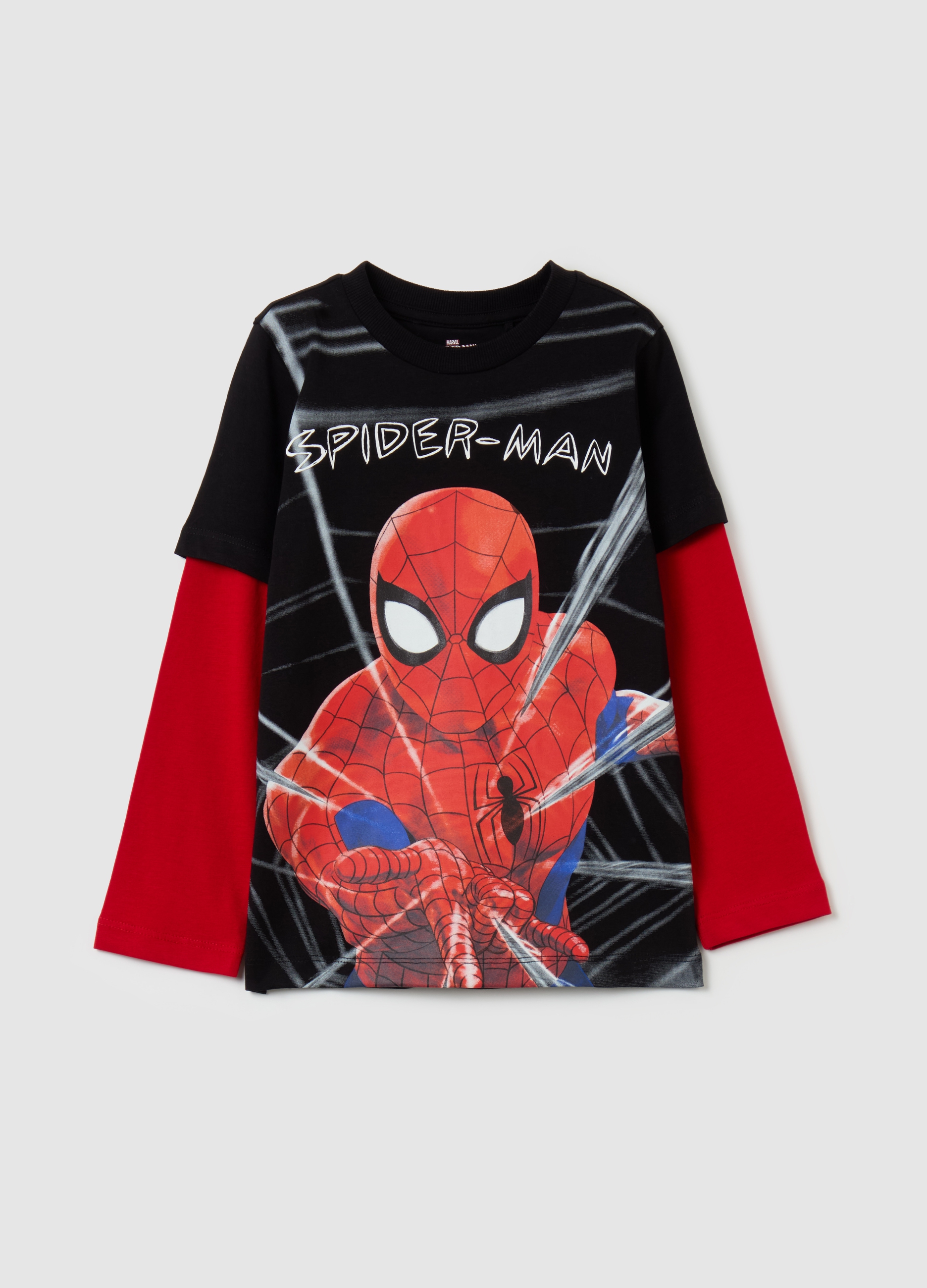 Camiseta Manga Larga Estampado Spider-man, Niño, Negro/Rojo, Talla: 4-5