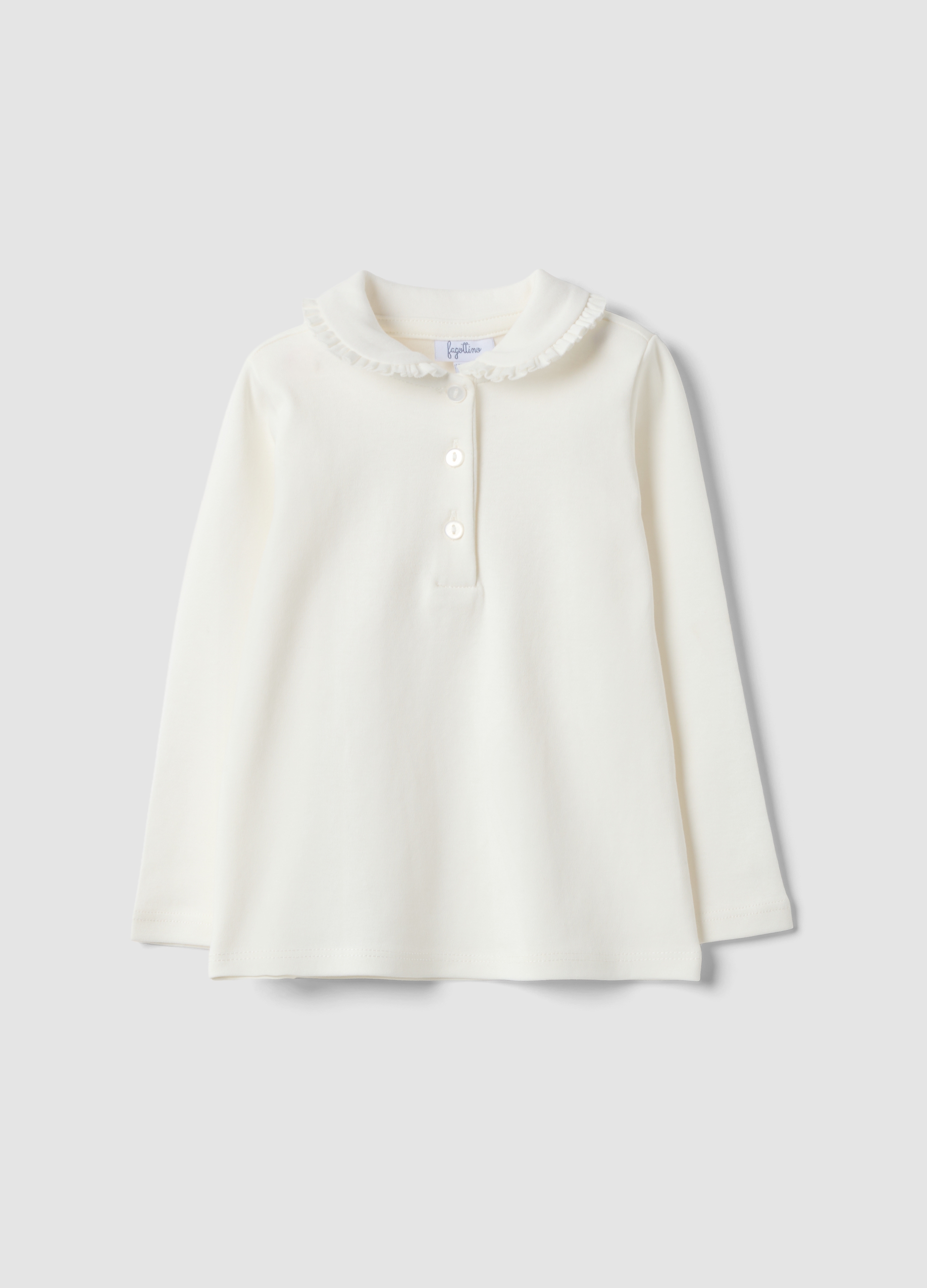FAGOTTINO, Polo Bianca In Puro Cotone Organico A Maniche Lunghe, Bambina, Bianco, Taglia: 30-36