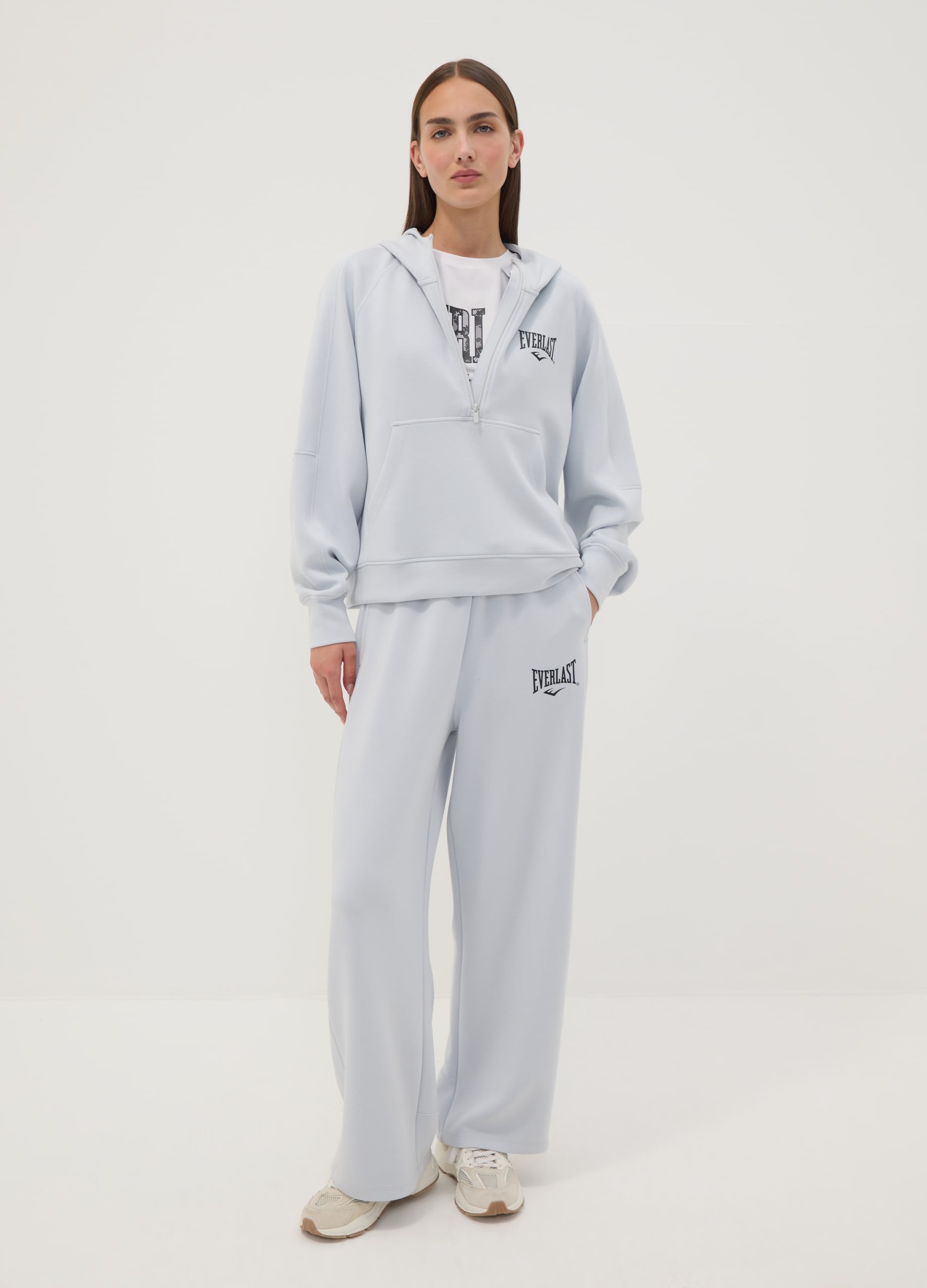 EVERLAST, Pantaloni Grigi In Viscosa Elasticizzata Jersey Regular Fit, Unisex, Grigio, Taglia: XS